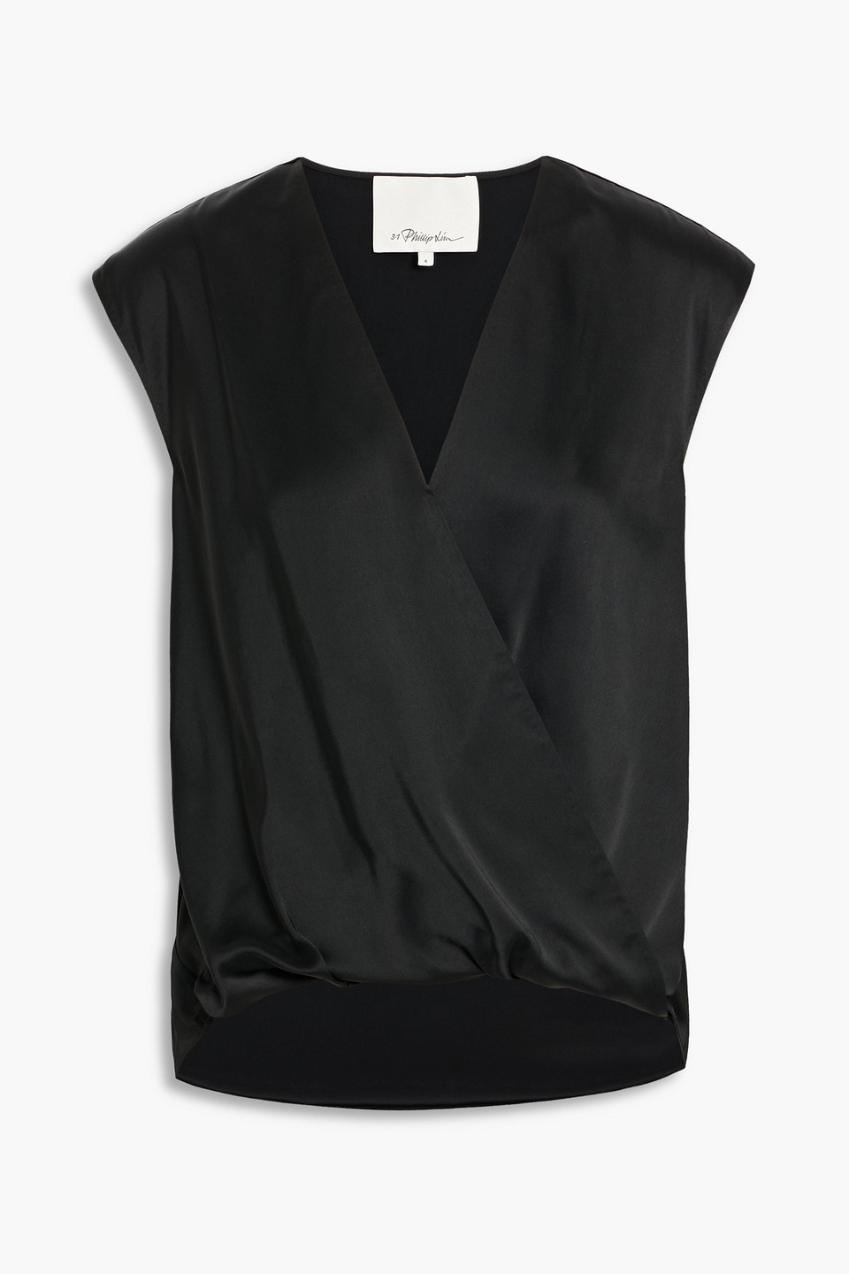 3.1 Phillip Lim Wrap-effect Satin Top In Black