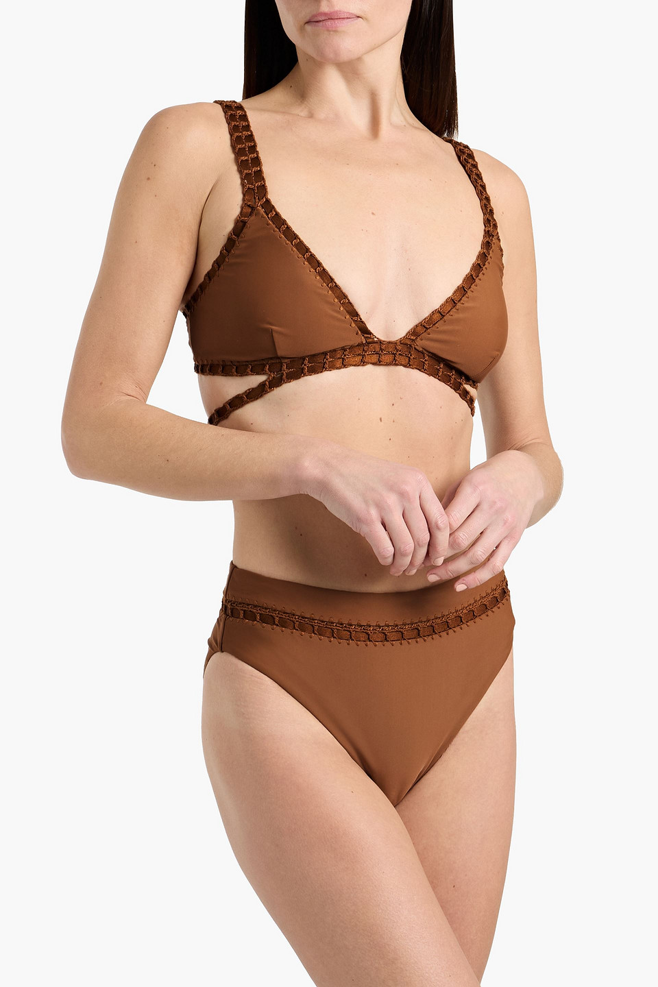  Simkhai - Bikini-höschen „uma“ Mit Stickereien - Braun - Xs 