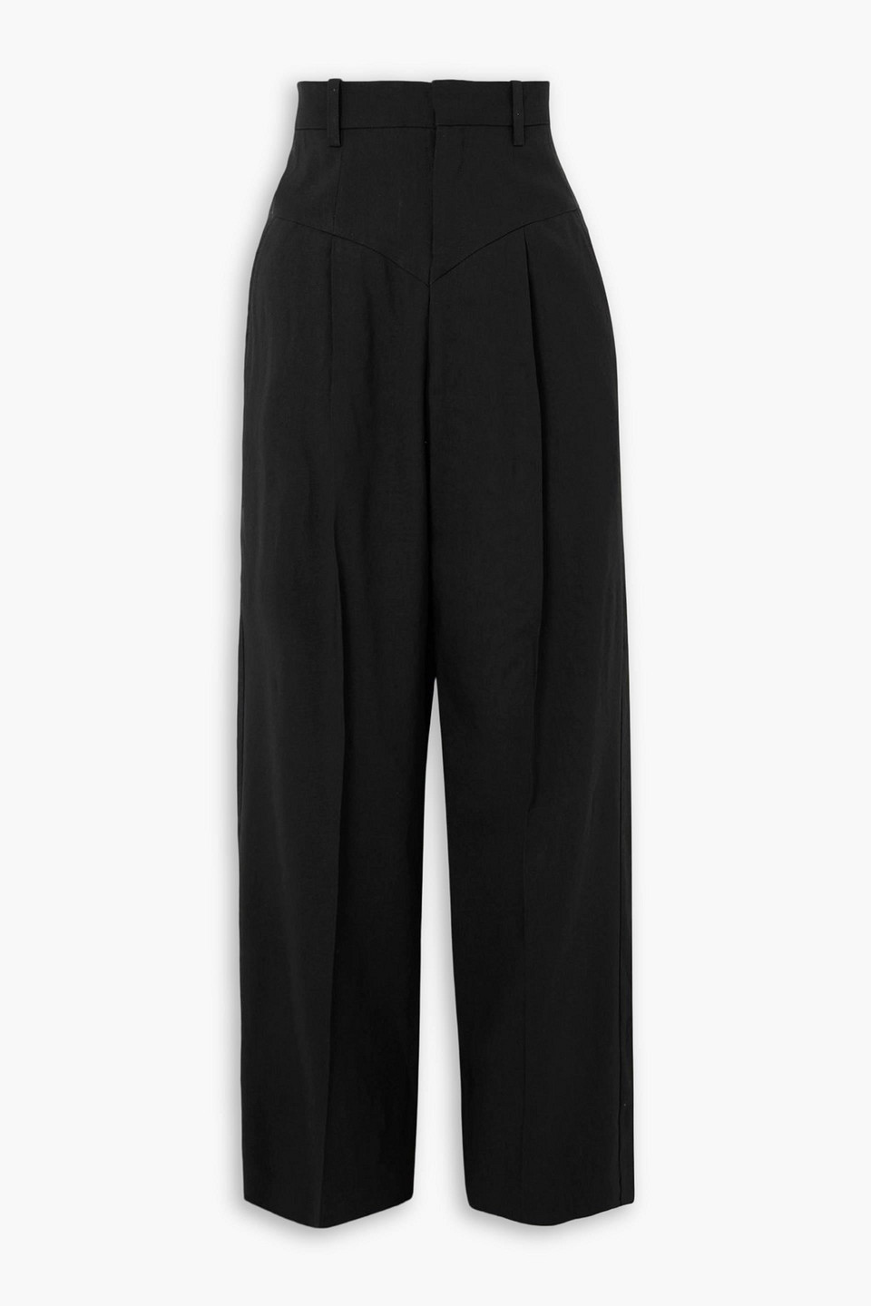 isabel marant - staya pleated paneled hemp-blend cady wide-leg pants - black - fr 36