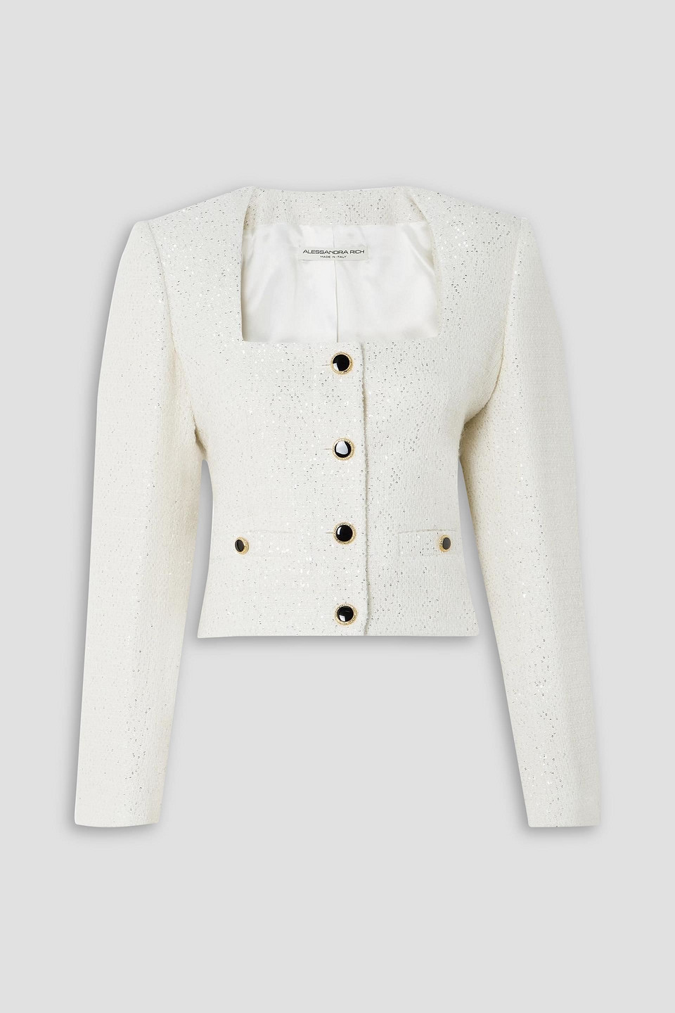 alessandra rich - sequined tweed jacket - white - it 40