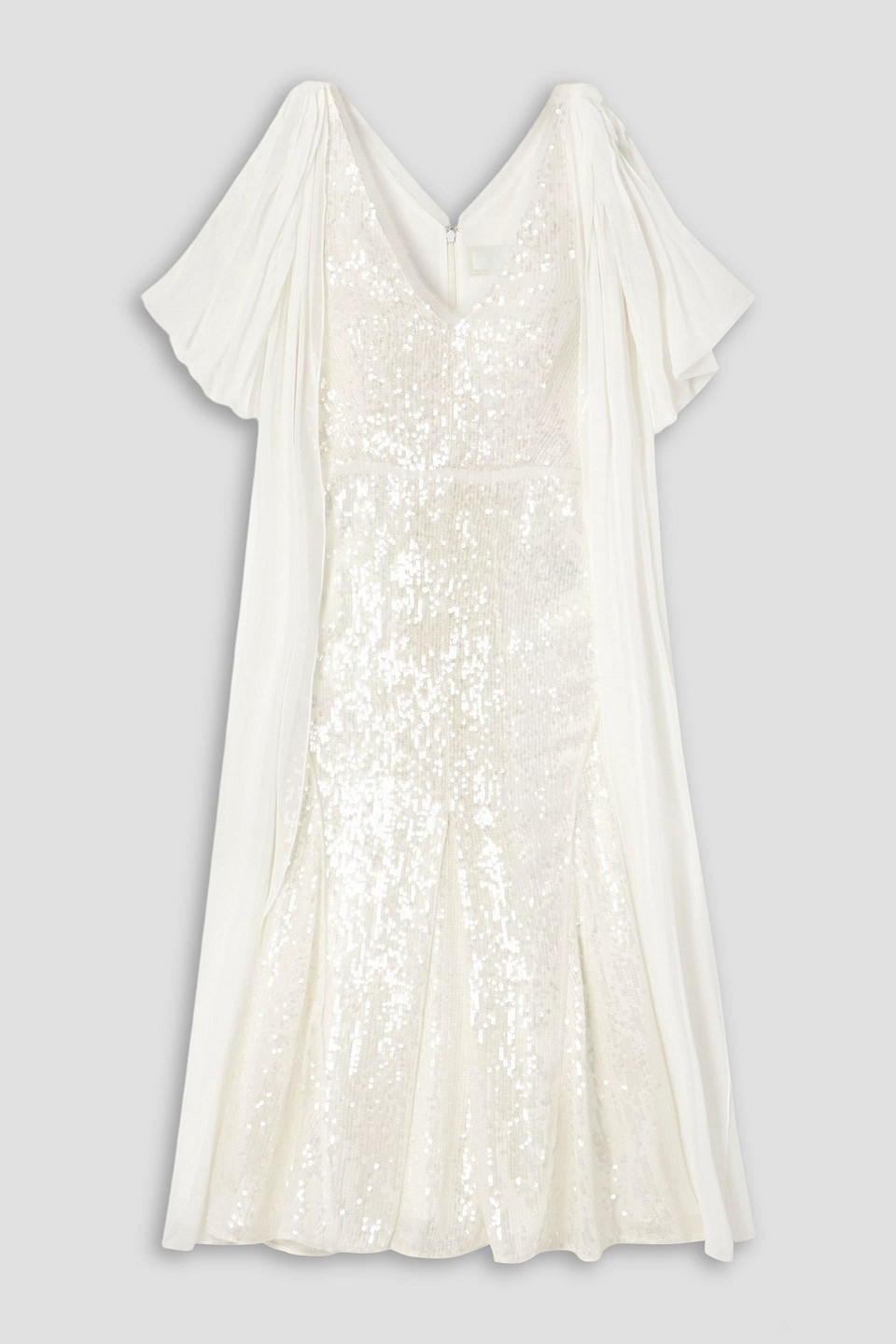 erdem - draped chiffon-paneled sequined satin midi dress - white - uk 6