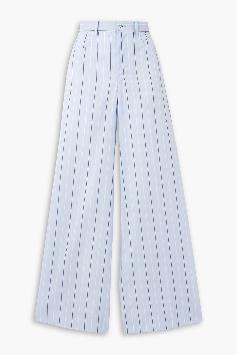 marni - embroidered striped cotton wide-leg pants - blue - it 38