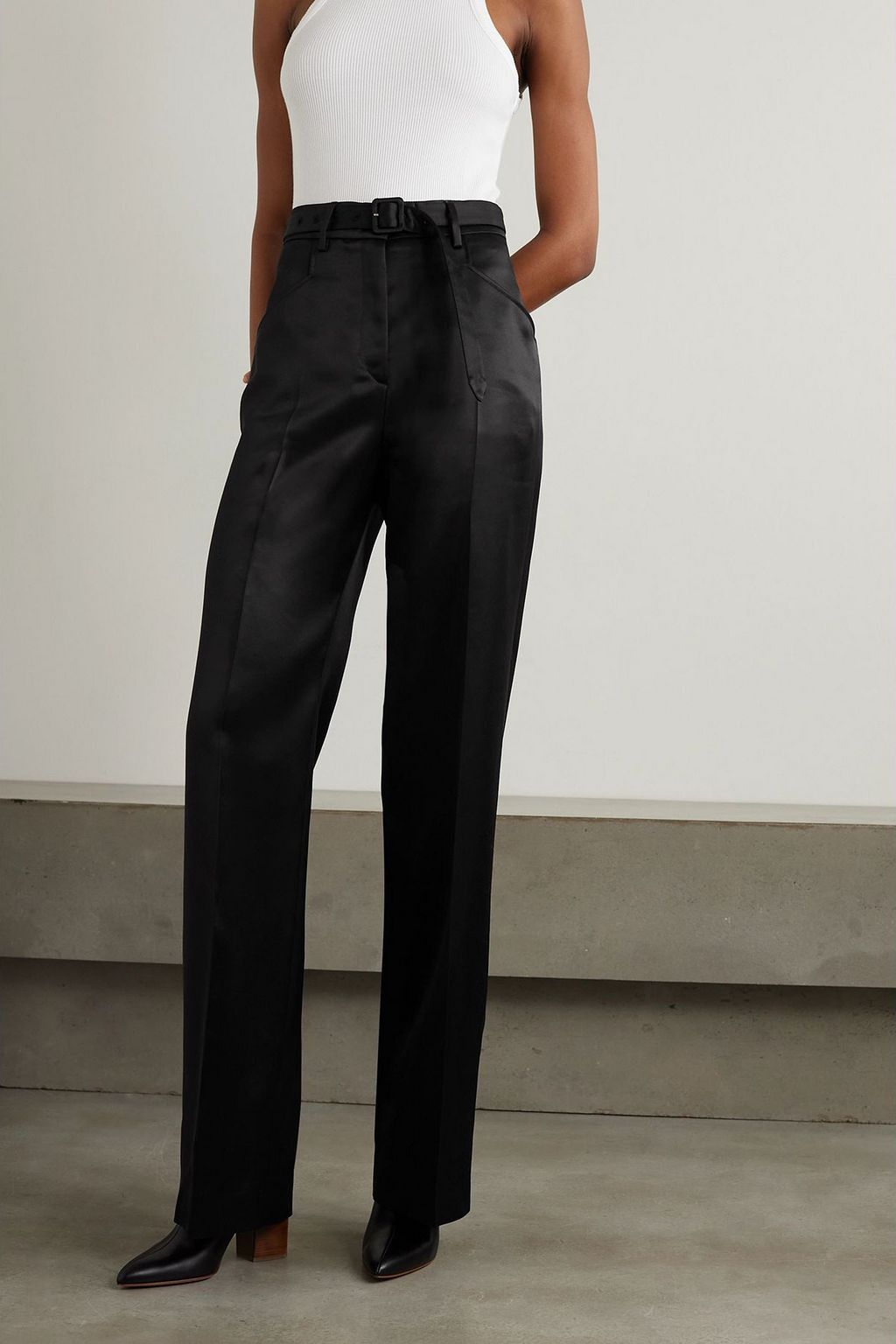 GABRIELA HEARST Norman belted wool and silk-blend straight-leg