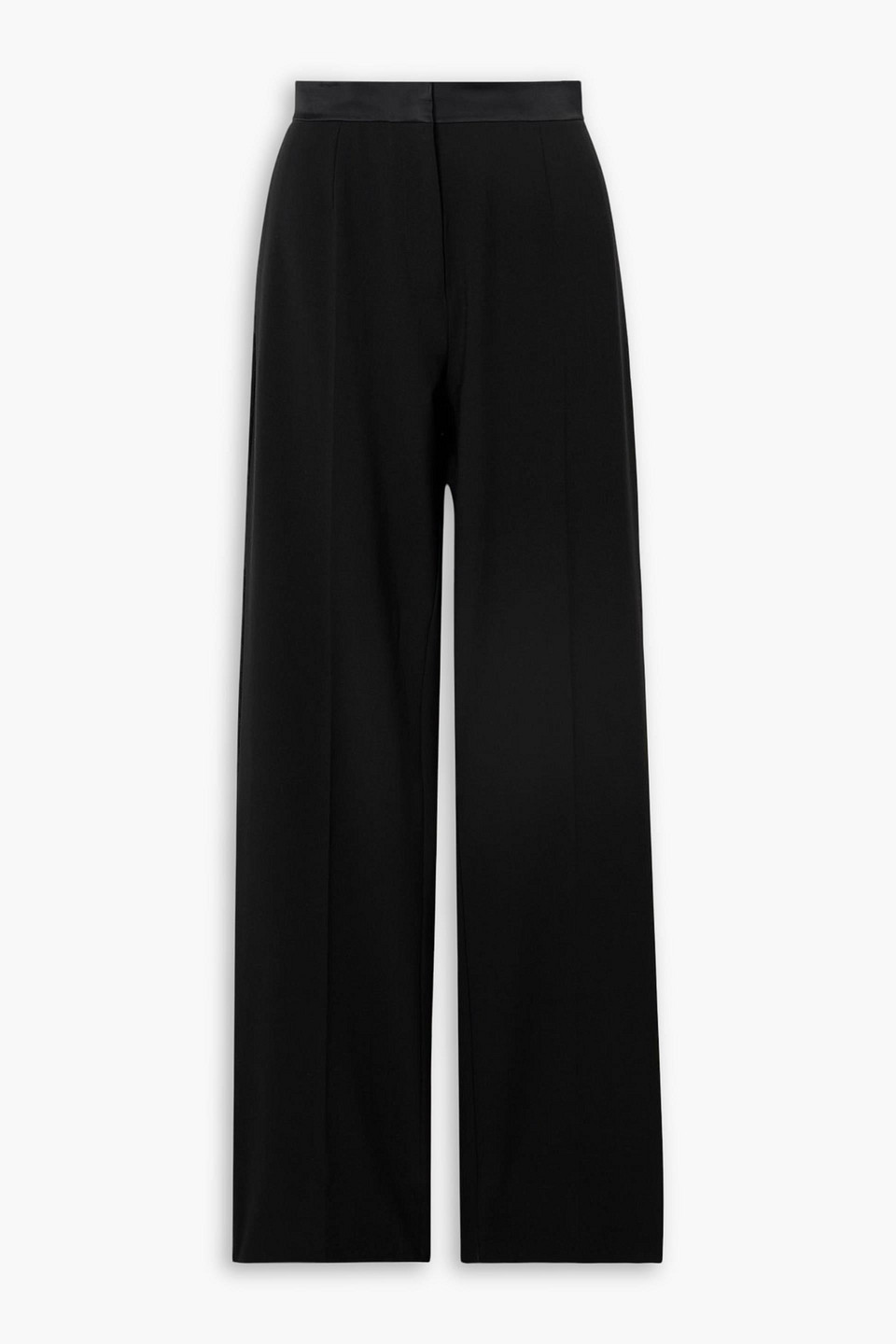Nensi Dojaka Satin-trimmed Crepe Wide-leg Pants In Black