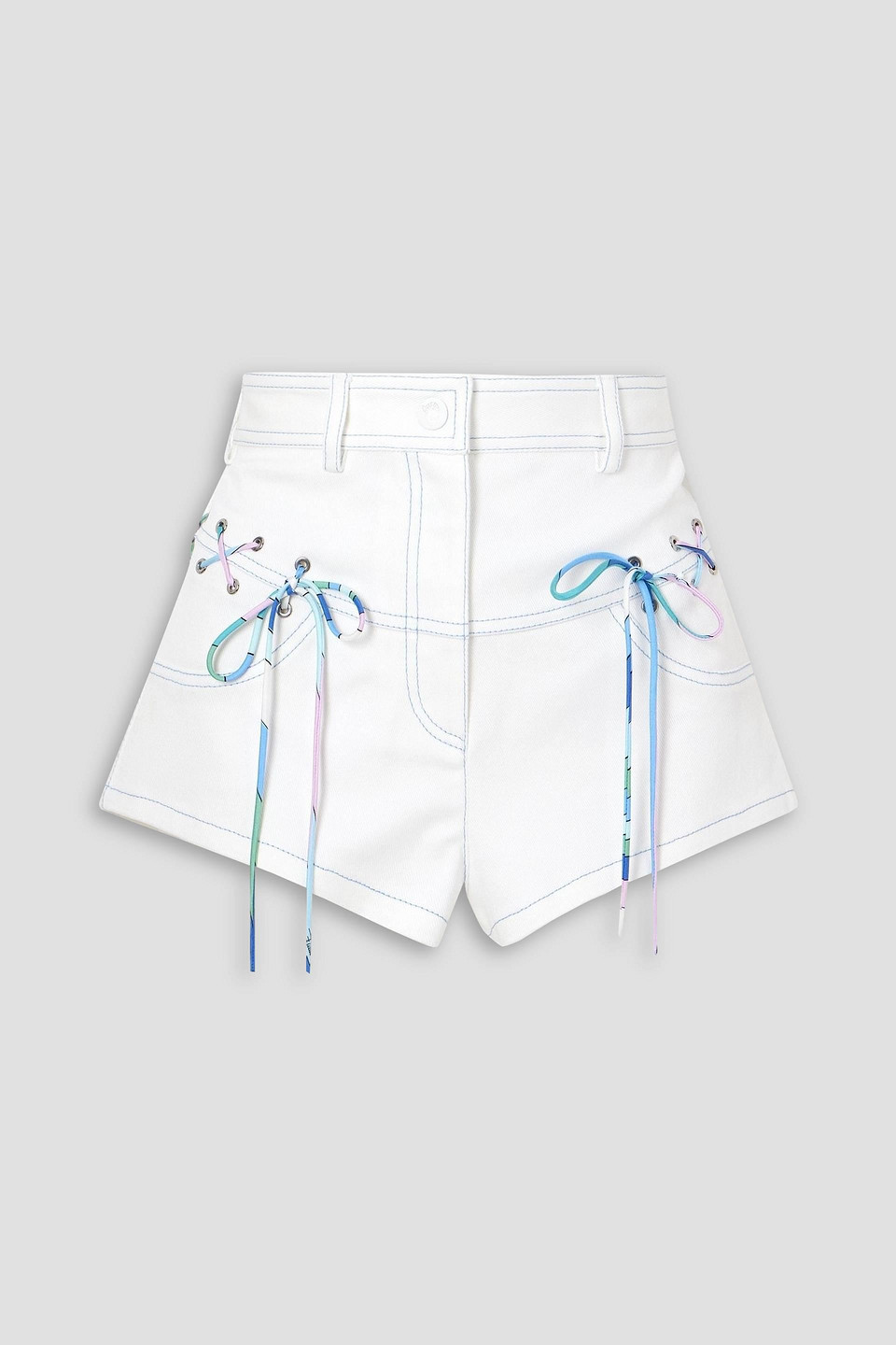 pucci - lace-up cotton-blend gabardine shorts - white - it 42