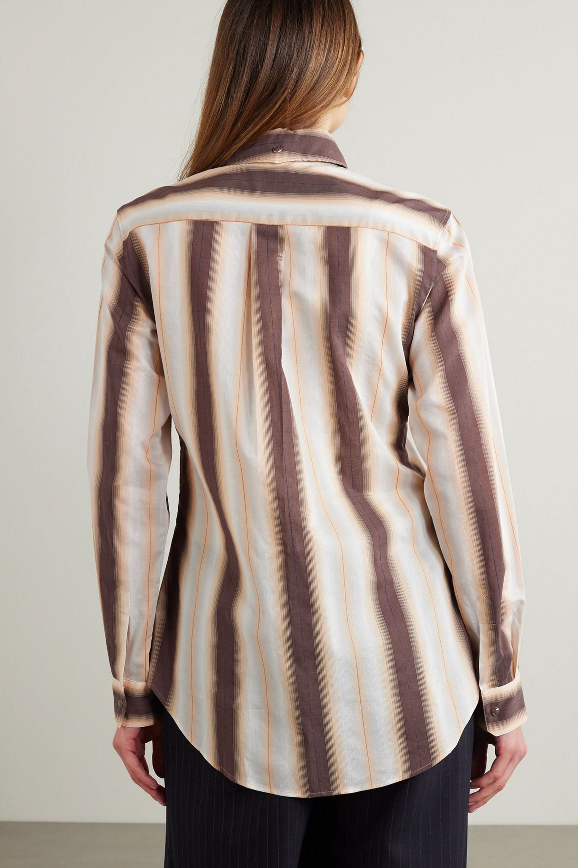 Lemaire Western striped cotton, silk and linen-blend shirt