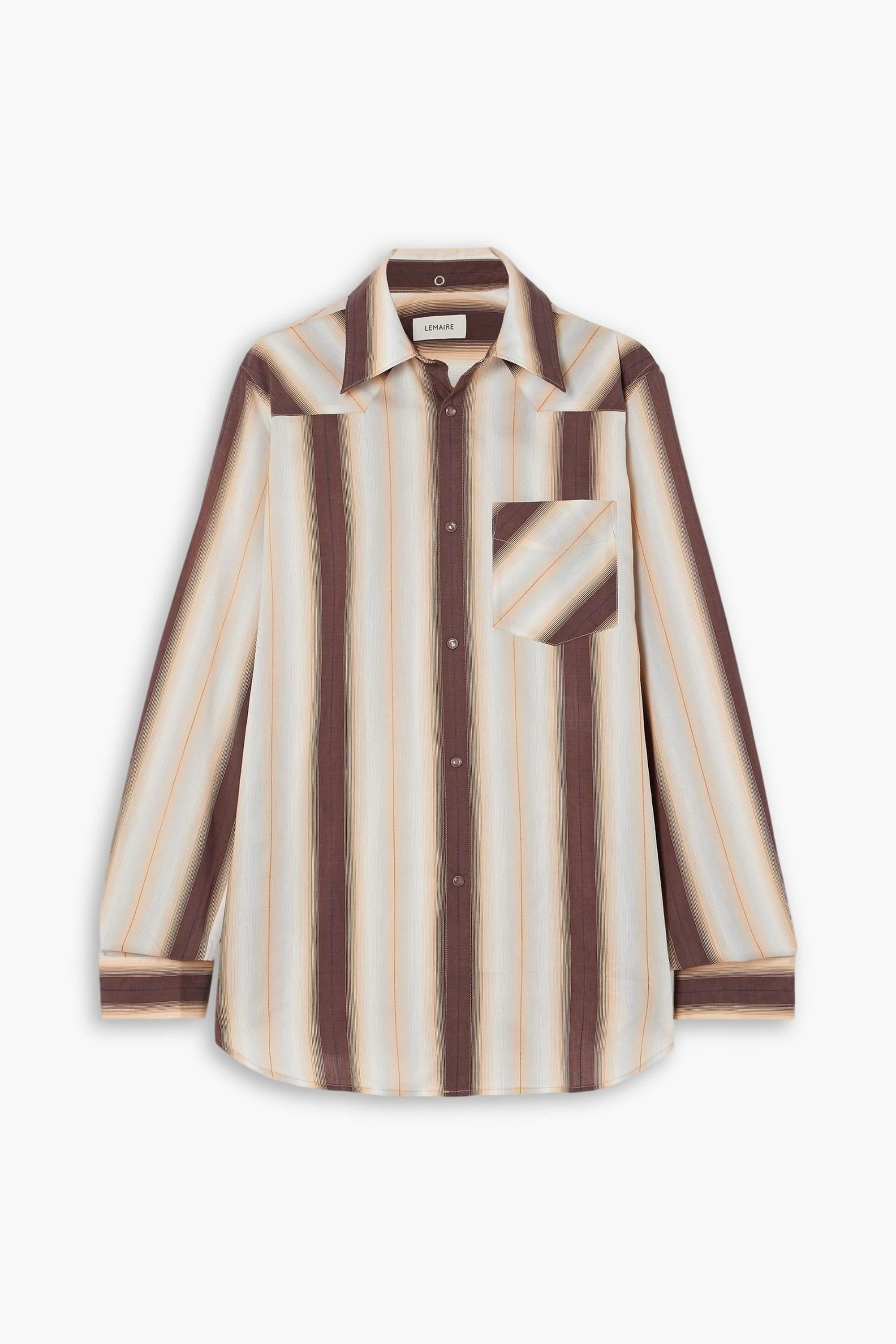 Lemaire Western striped cotton, silk and linen-blend shirt