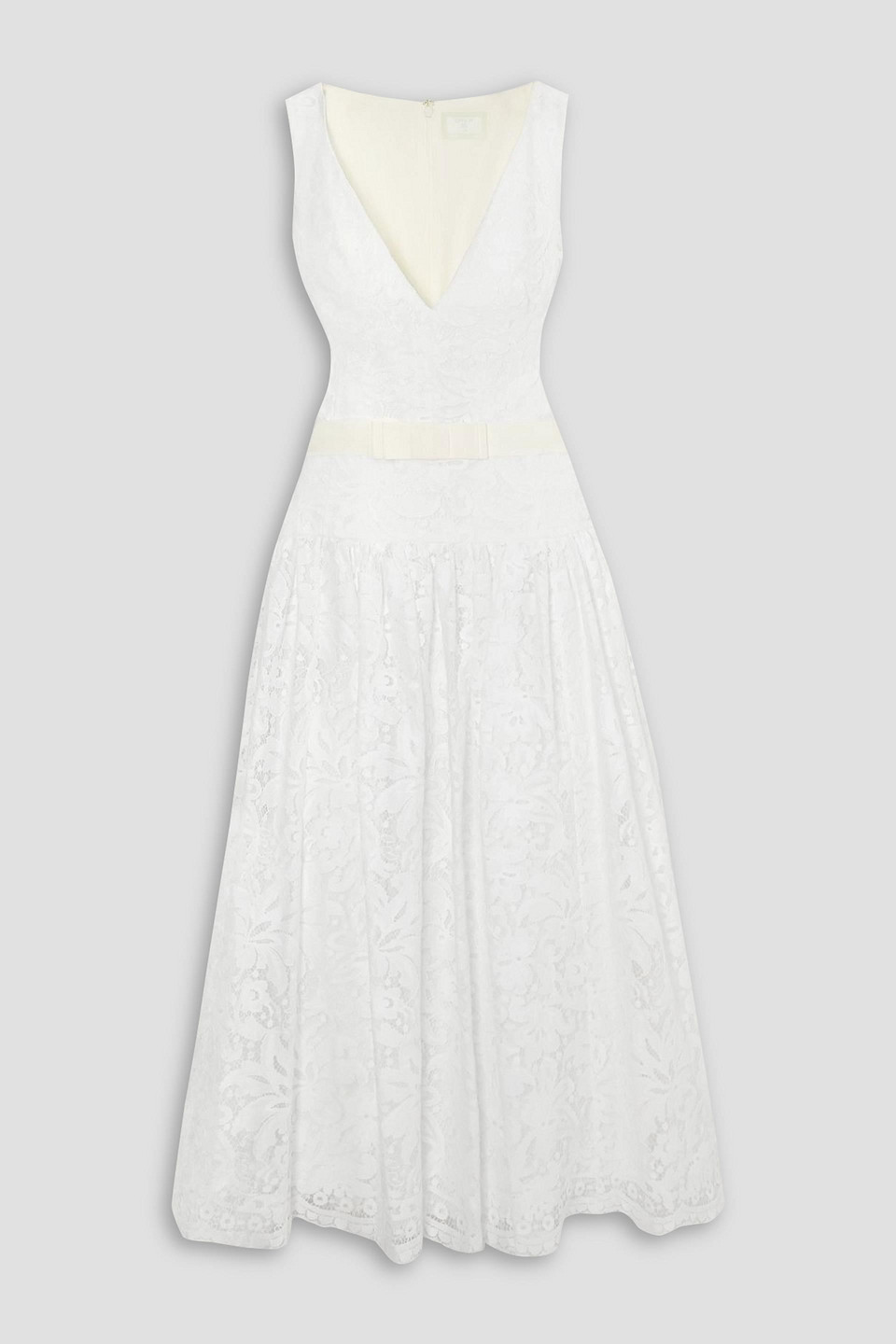 Erdem Miranda Belted Cotton-blend Lace Midi Dress In White