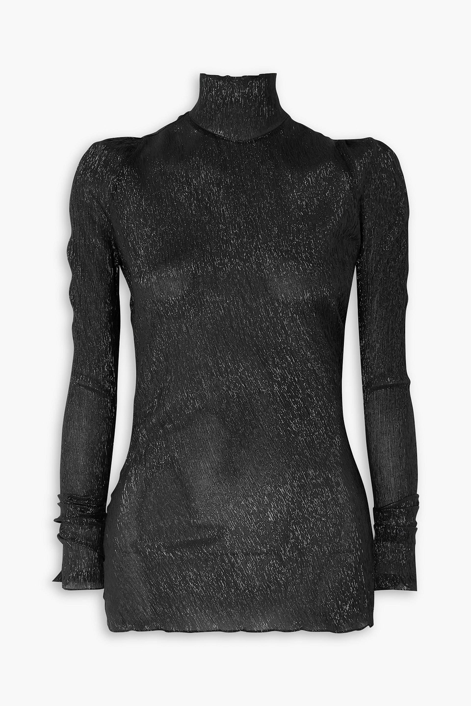 Petar Petrov Treasure Metallic Silk-blend Turtleneck Top In Black