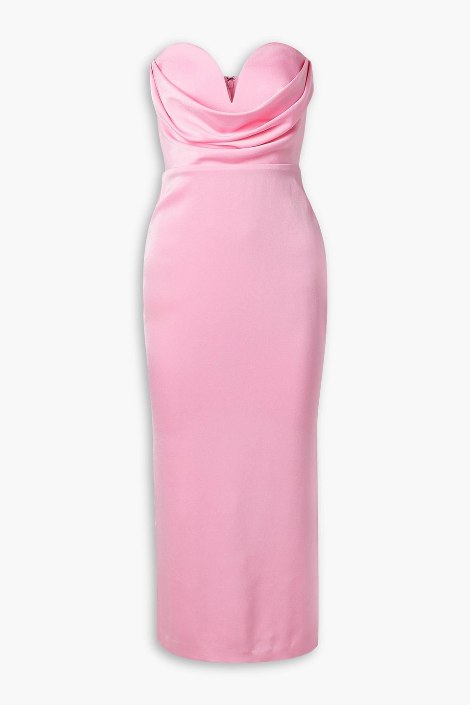 Alex Perry Strapless Draped Satin-crepe Midi Dress In Pink
