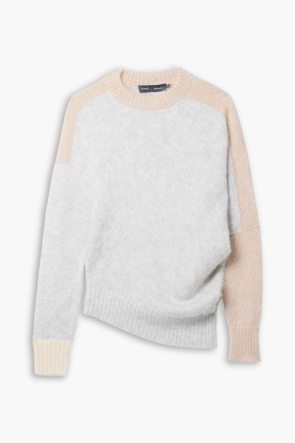 Proenza Schouler Asymmetric Color-block Brushed-knit Sweater In Neutral