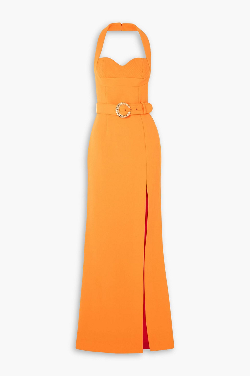 rebecca vallance - santara belted crepe gown - yellow - uk/au 4