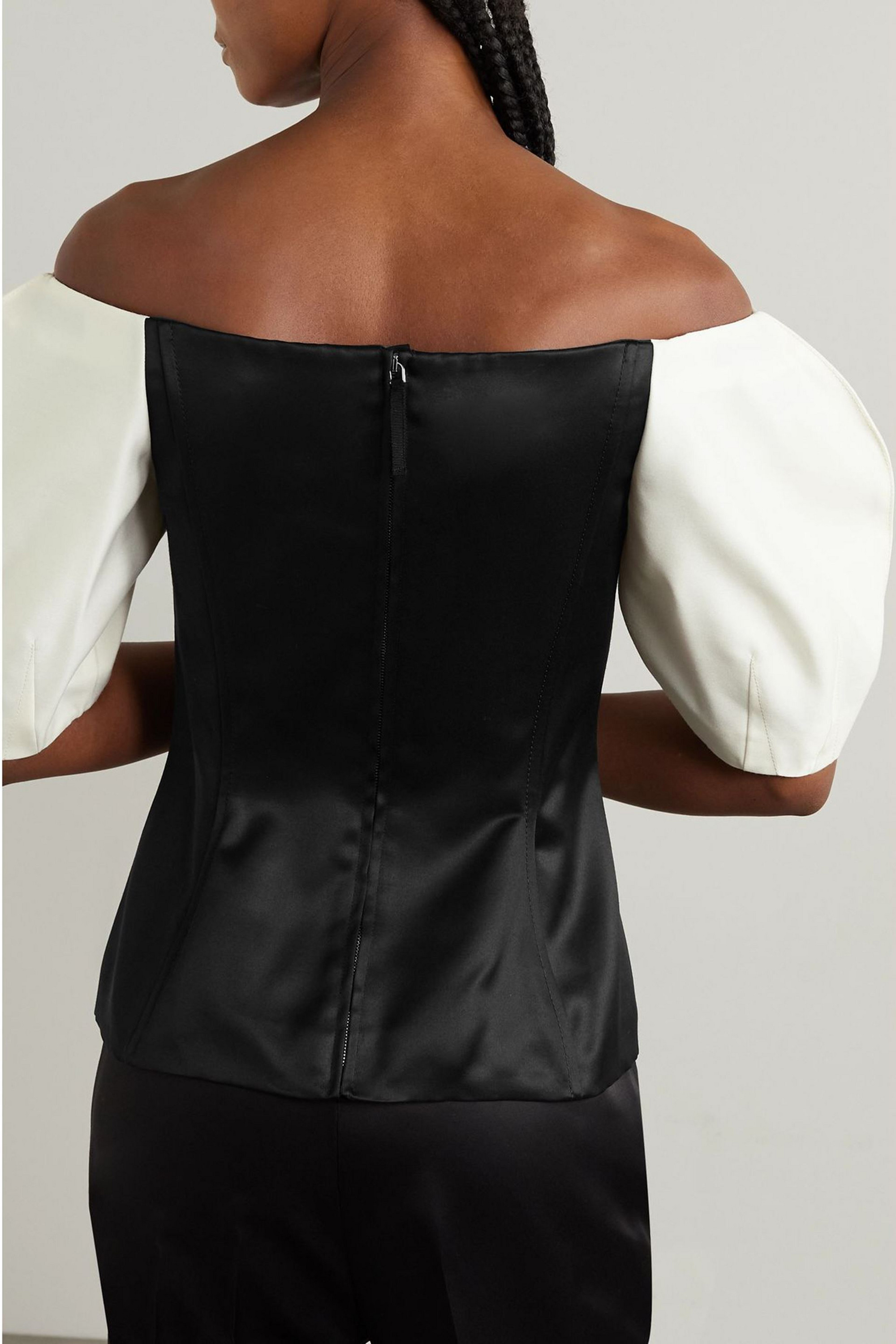 Gabriela Hearst Ellen off-the-shoulder organic wool and silk-blend twill top thumbnail