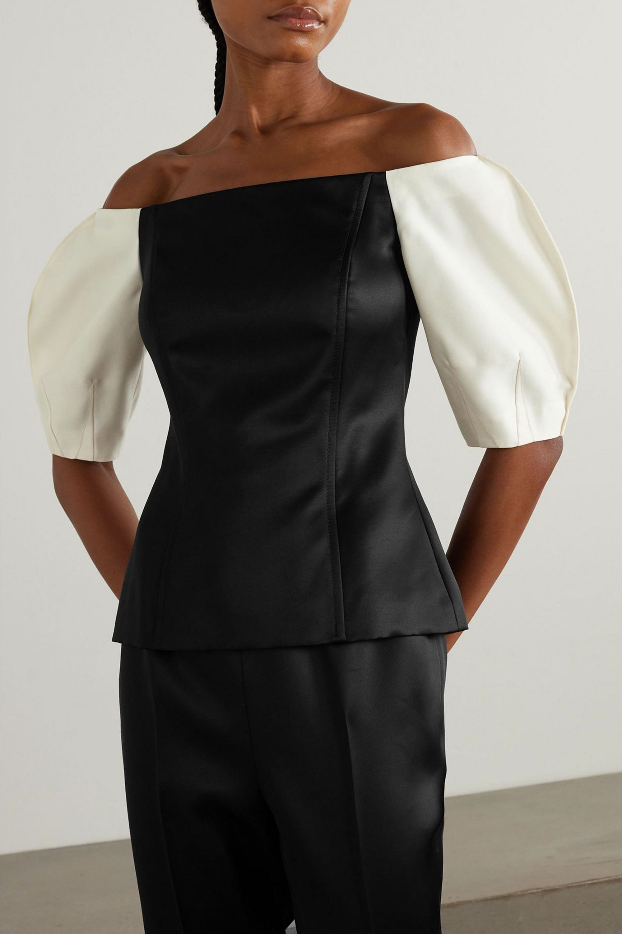 Gabriela Hearst Ellen off-the-shoulder organic wool and silk-blend twill top