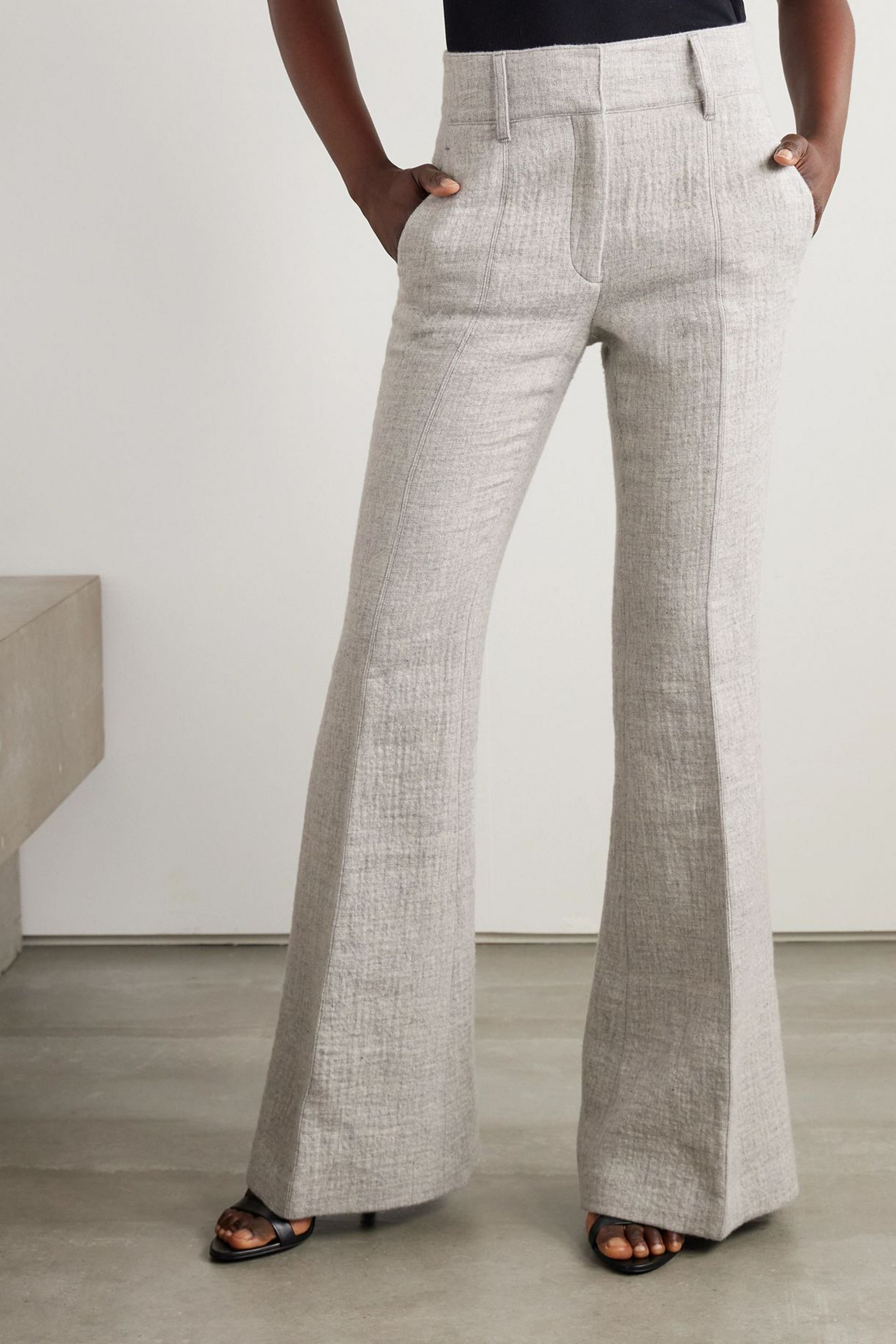 Gabriela Hearst Rhein cashmere and linen-blend flared pants