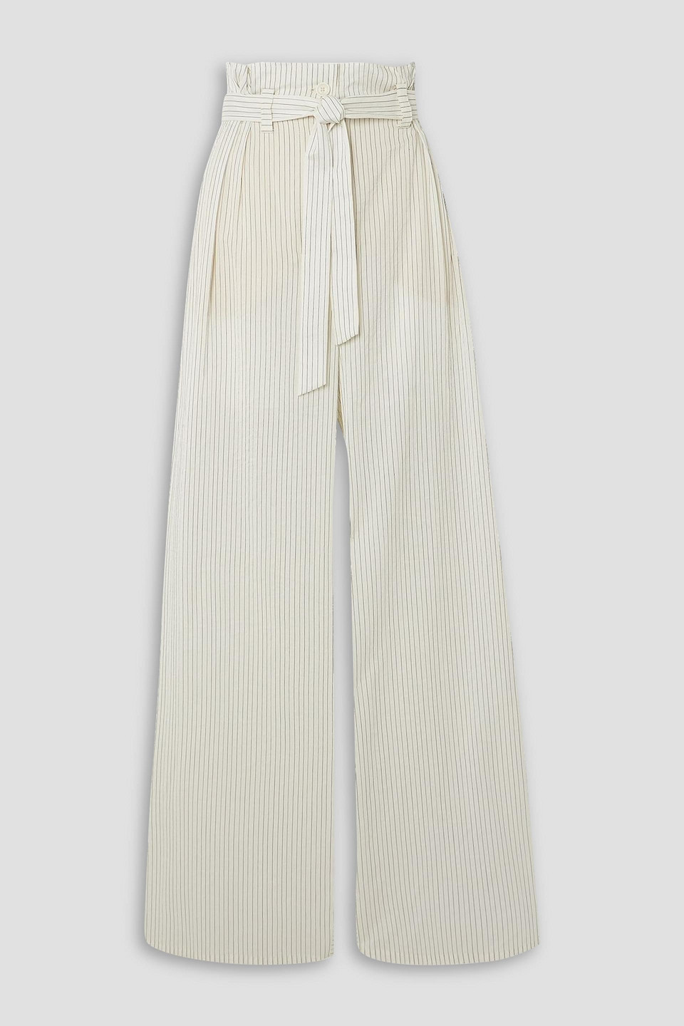 max mara - xero pinstriped cotton and silk-blend wide-leg pants - white - it 36