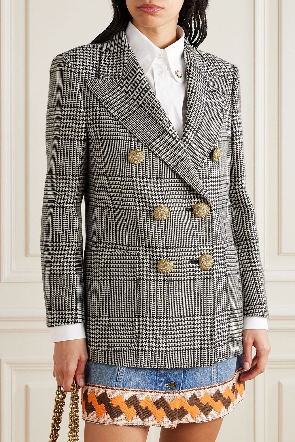VALENTINO GARAVANI Double-breasted Prince of Wales checked wool