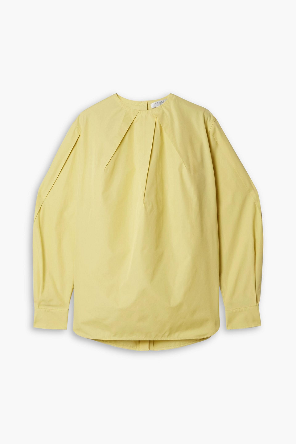 Max Mara Olinto Pleated Cotton-poplin Blouse In Gold