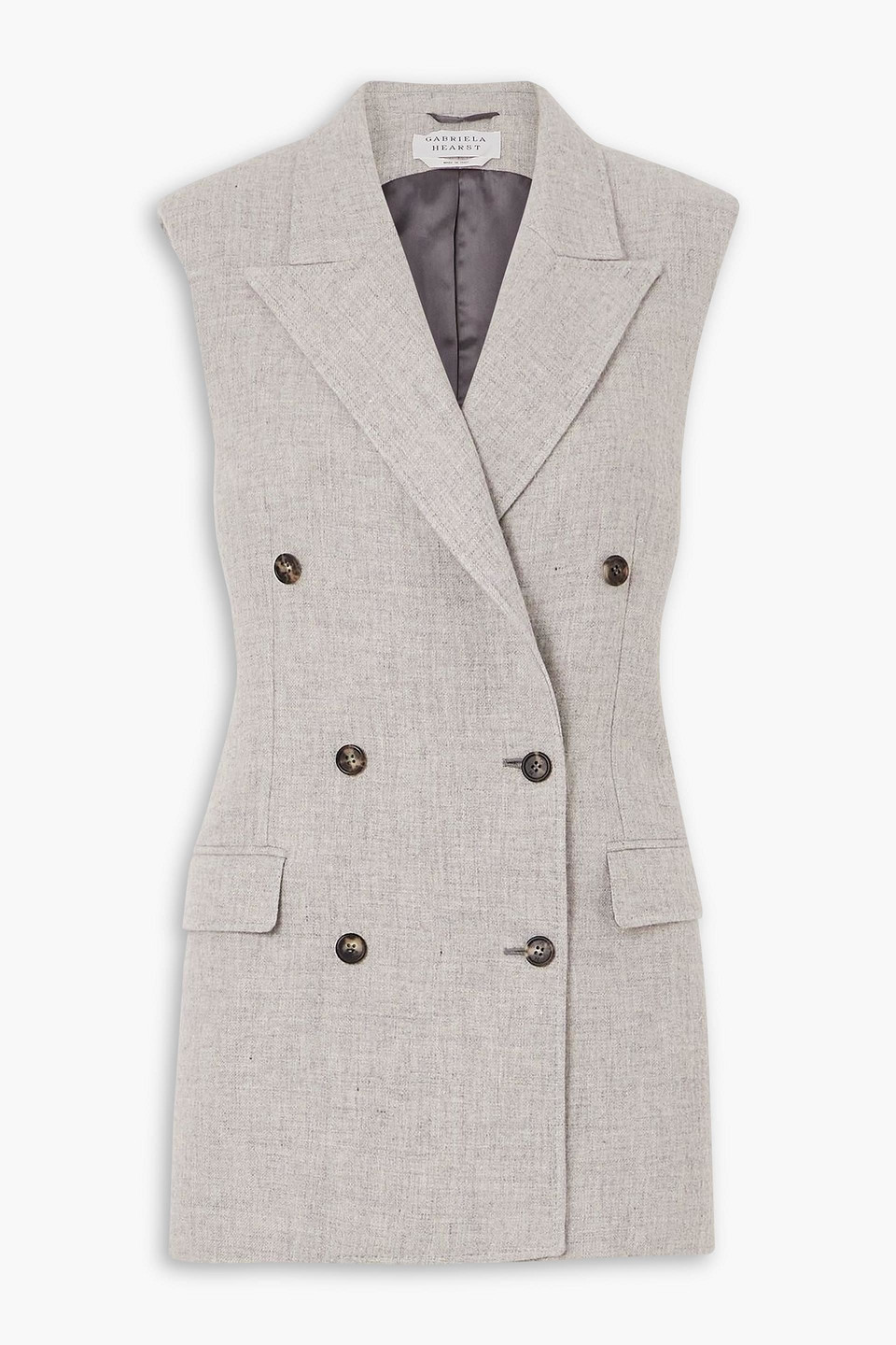 Gabriela Hearst Mayte Double-breasted Cashmere And Linen-blend Vest In Gray