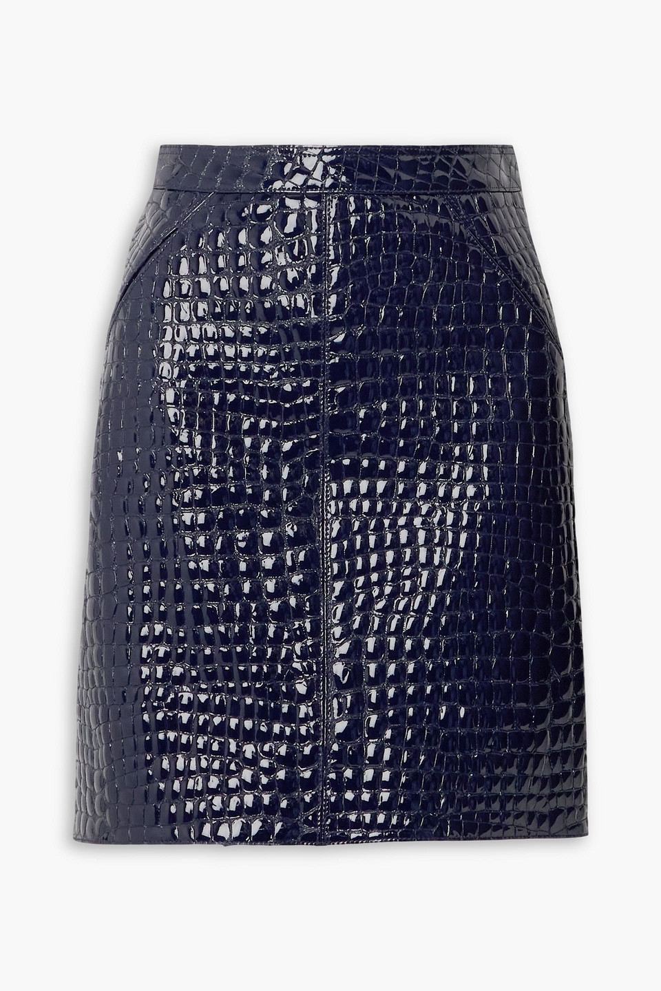 tom ford - patent croc-effect leather mini skirt - blue - it 38
