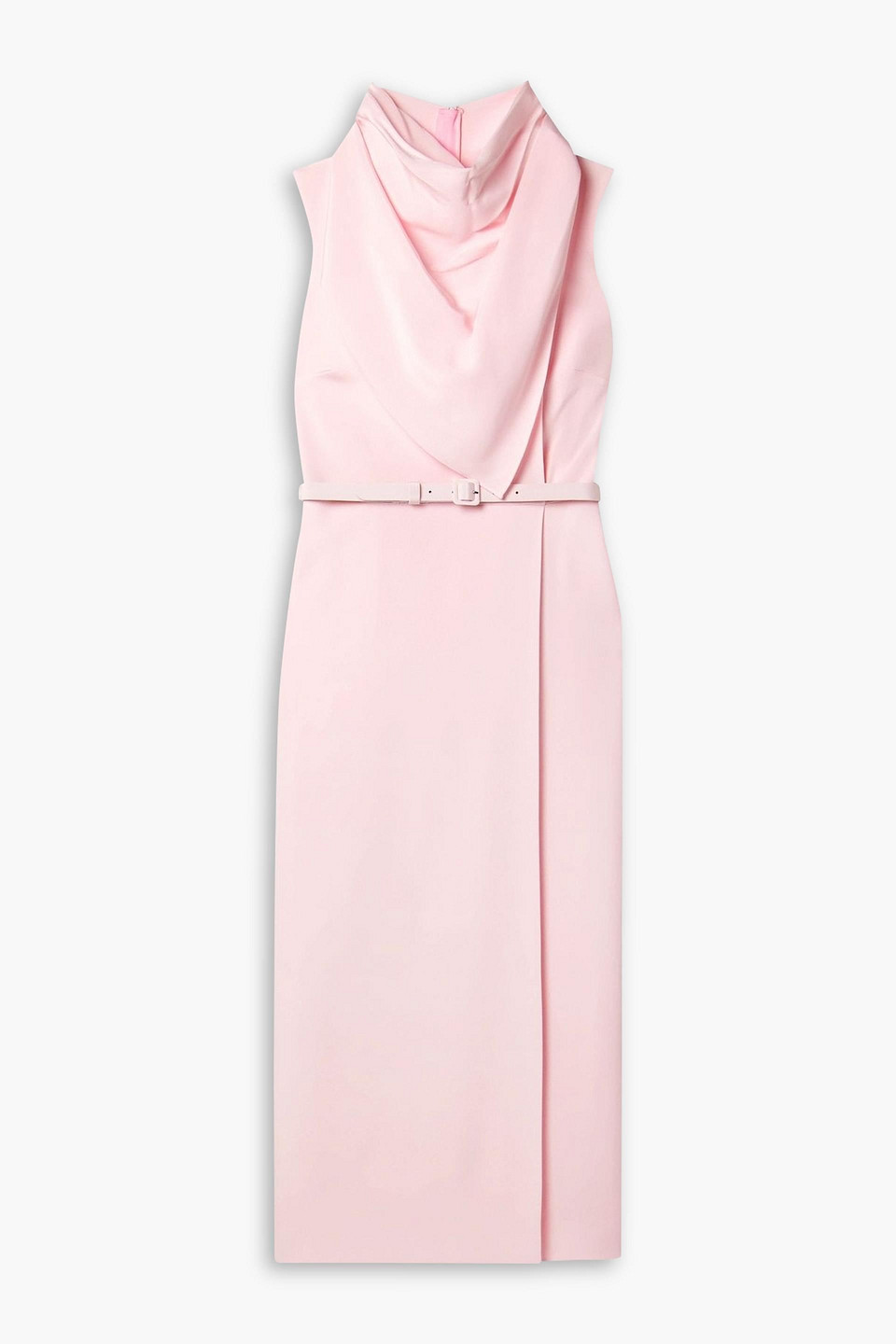 Adam Lippes Belted Draped Silk-crepe Midi Dress In Pink