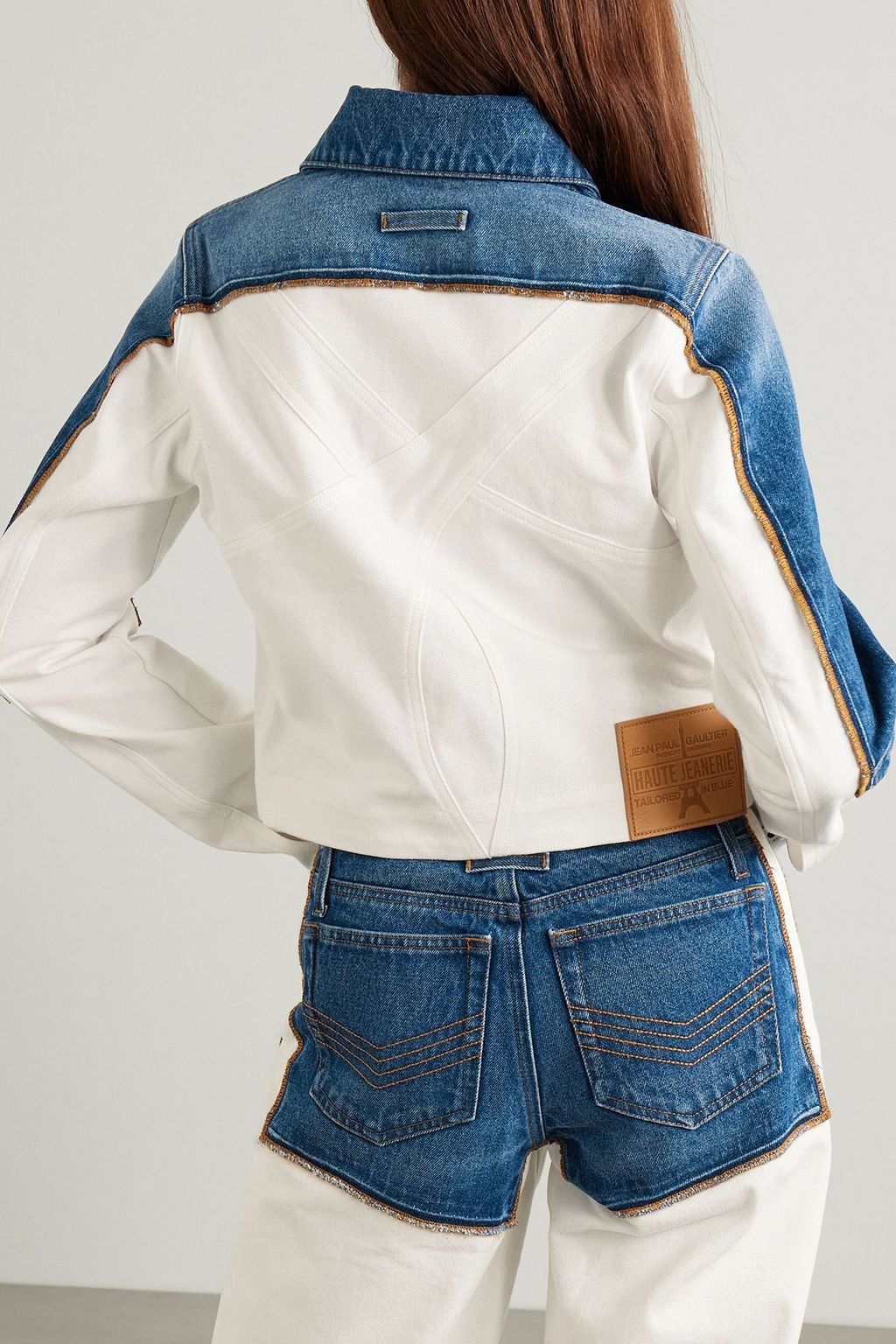 JEAN PAUL GAULTIER Petit Grand two-tone denim jacket | THE OUTNET