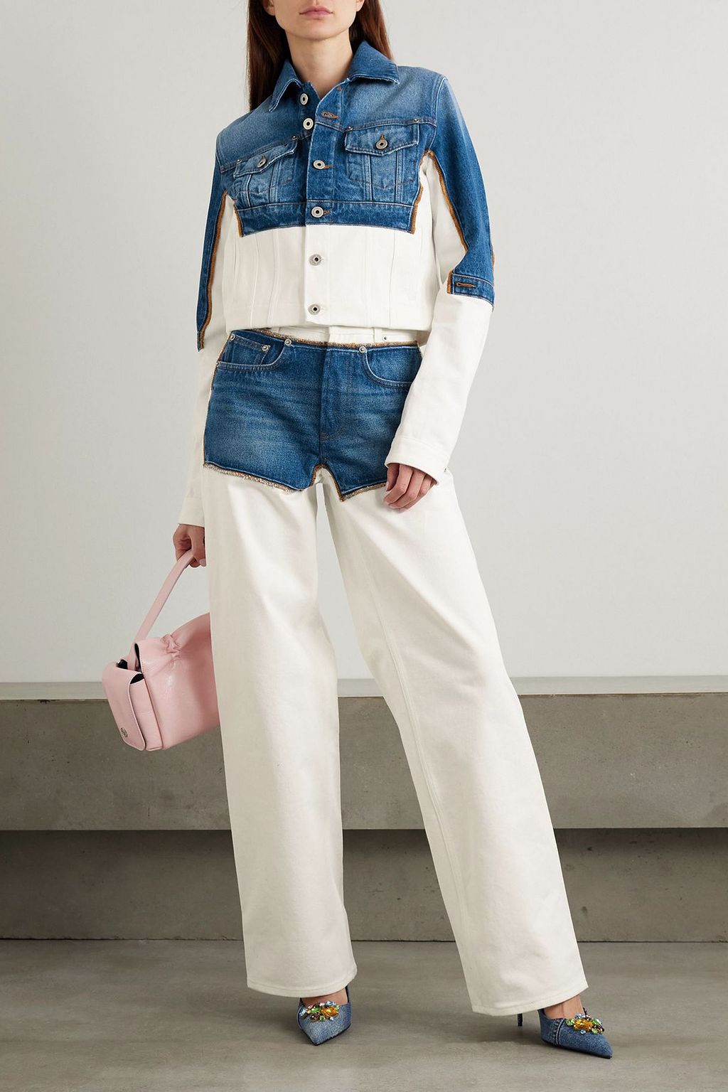 JEAN PAUL GAULTIER Petit Grand two-tone denim jacket | THE OUTNET