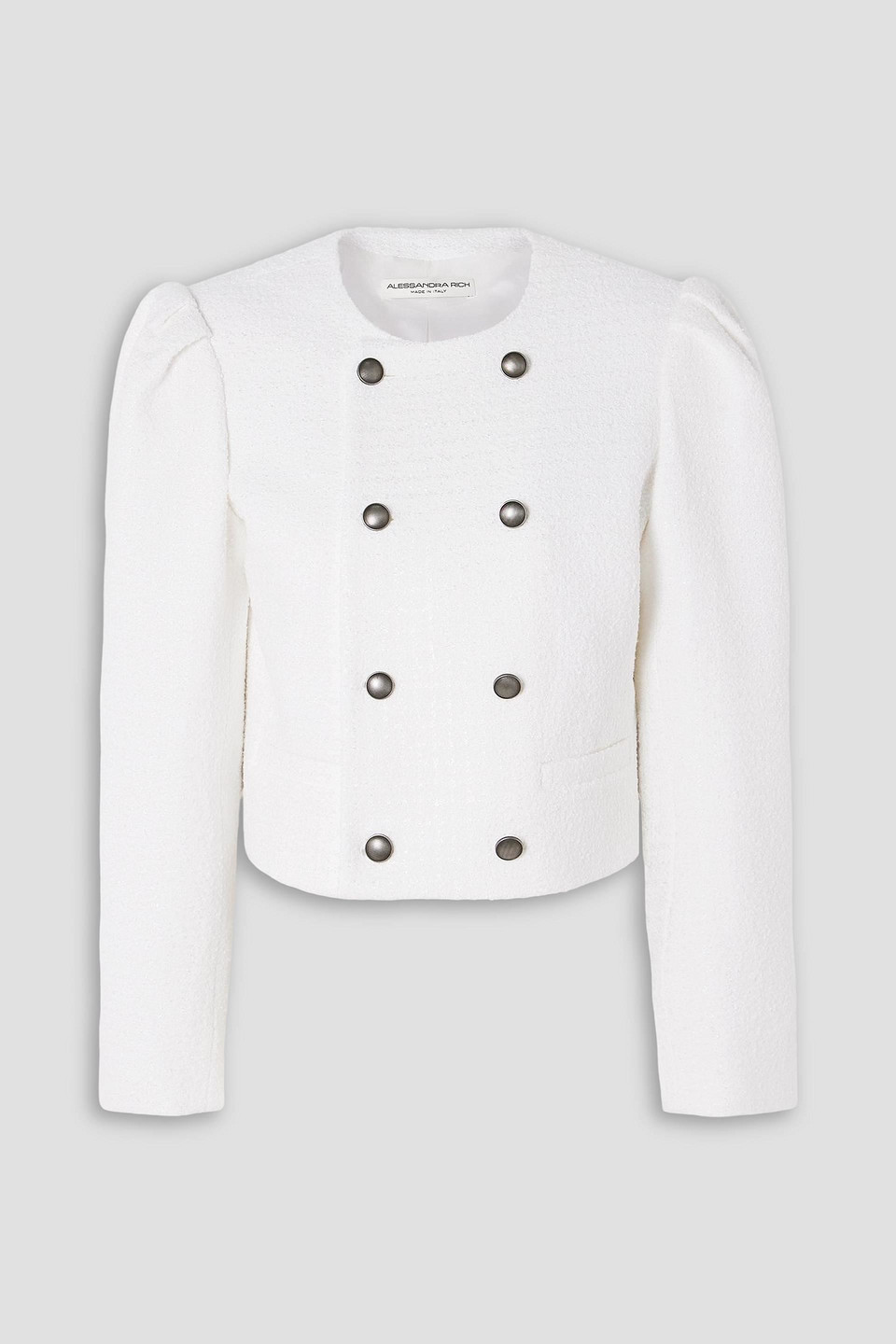 alessandra rich - double-breasted bouclé-tweed jacket - white - it 38
