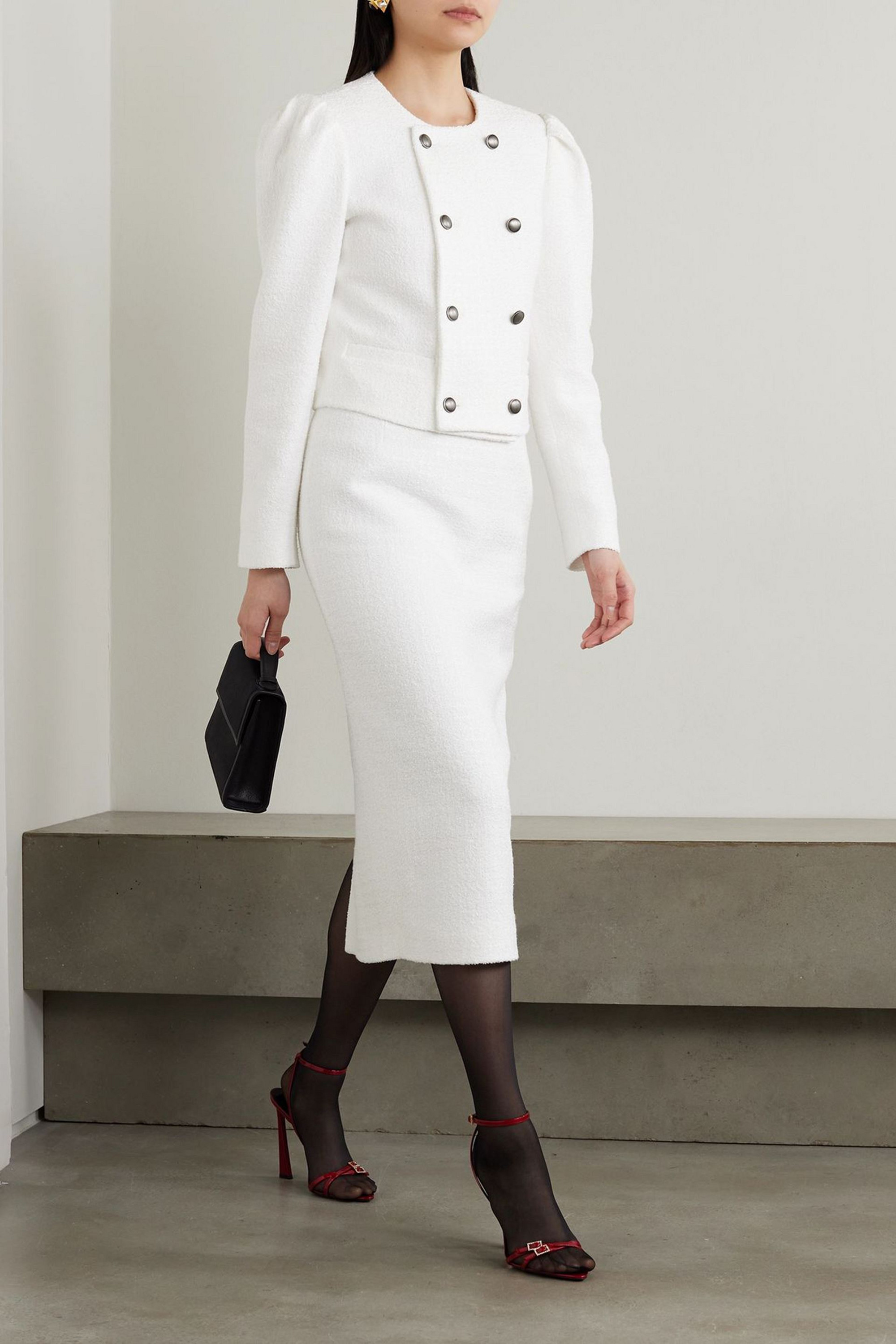 Alessandra Rich Double-breasted bouclé-tweed jacket
