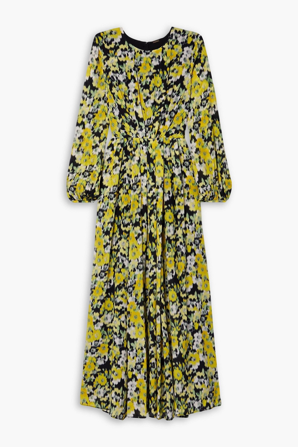 Adam Lippes Pleated Floral-print Silk Crepe De Chine Maxi Dress In Green