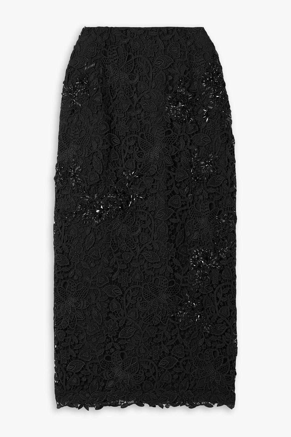 Carolina Herrera Embellished Corded Lace Midi Skirt In Animal Print