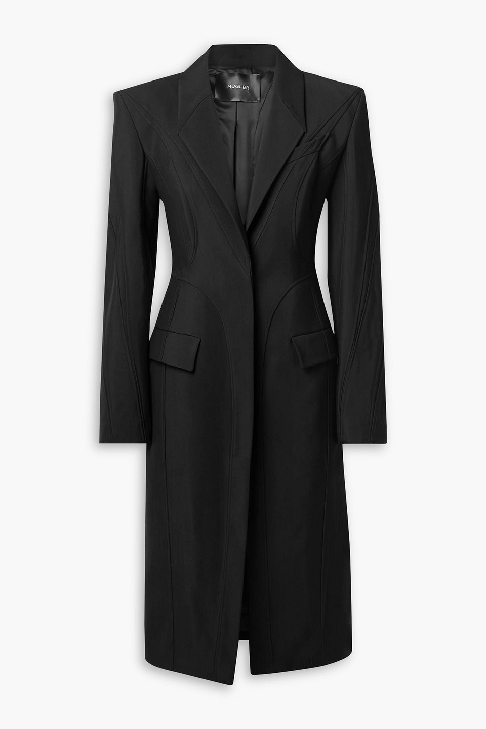 Mugler Oversized Paneled Twill Coat In Black