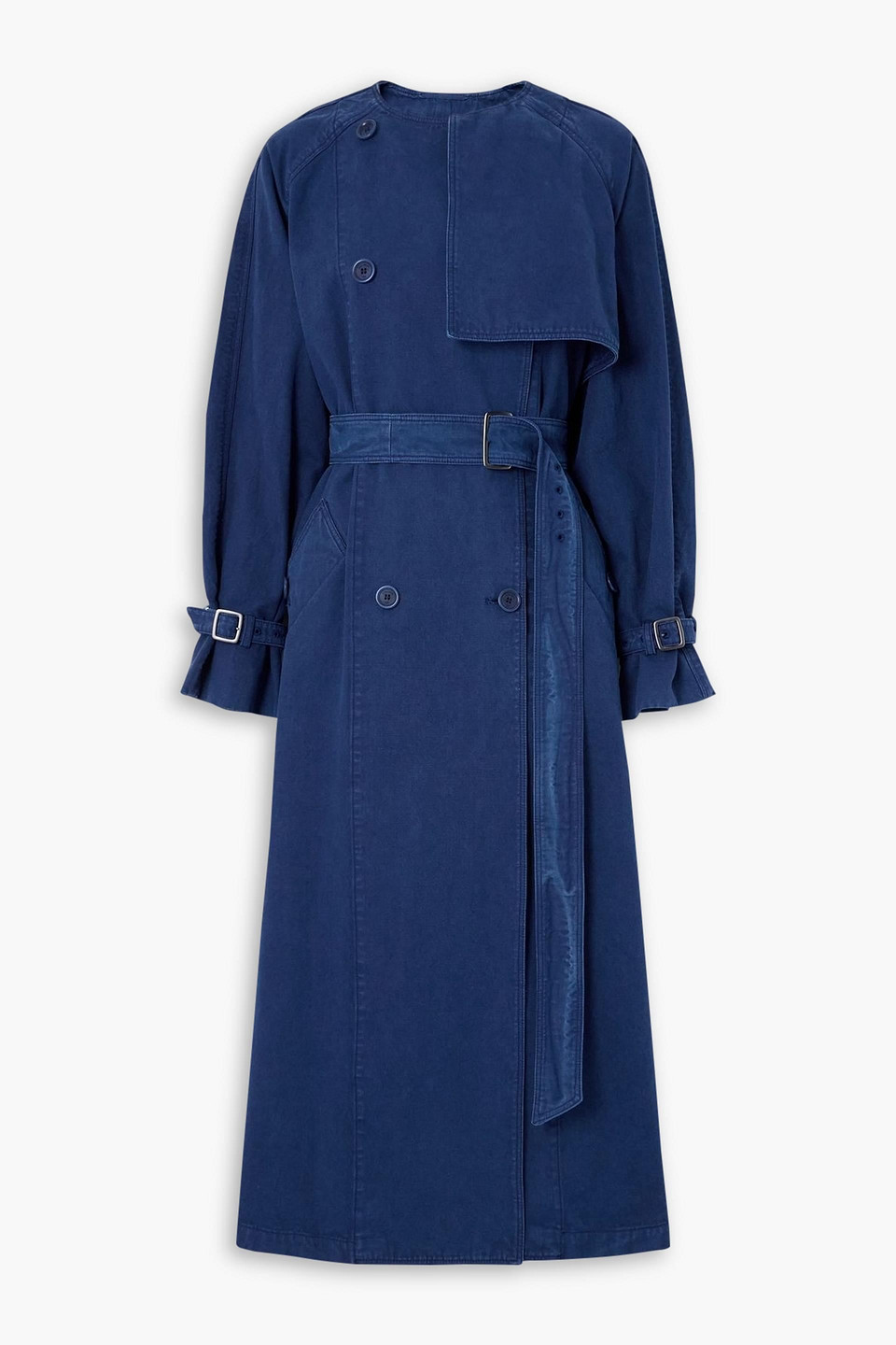 Max Mara Layered Denim Trench Coat In Blue