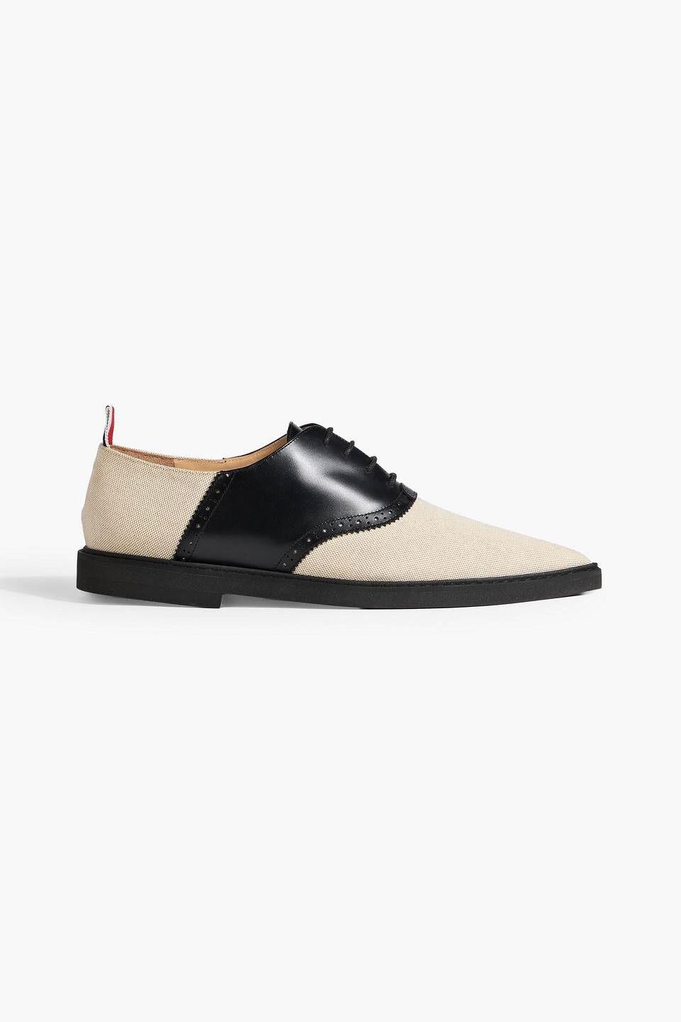 Thom Browne Leather And Canvas Point-toe Loafers In Black