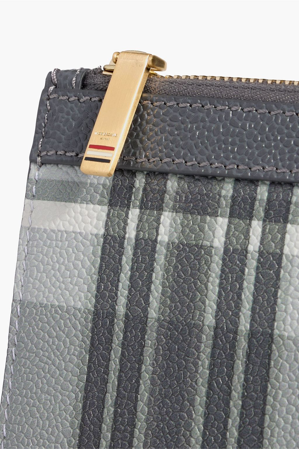 THOM BROWNE Checked pebbled-leather pouch | THE OUTNET