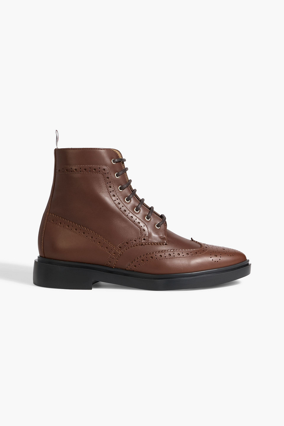 Thom Browne Lace-up Laser-cut Leather Ankle Boots In Brown