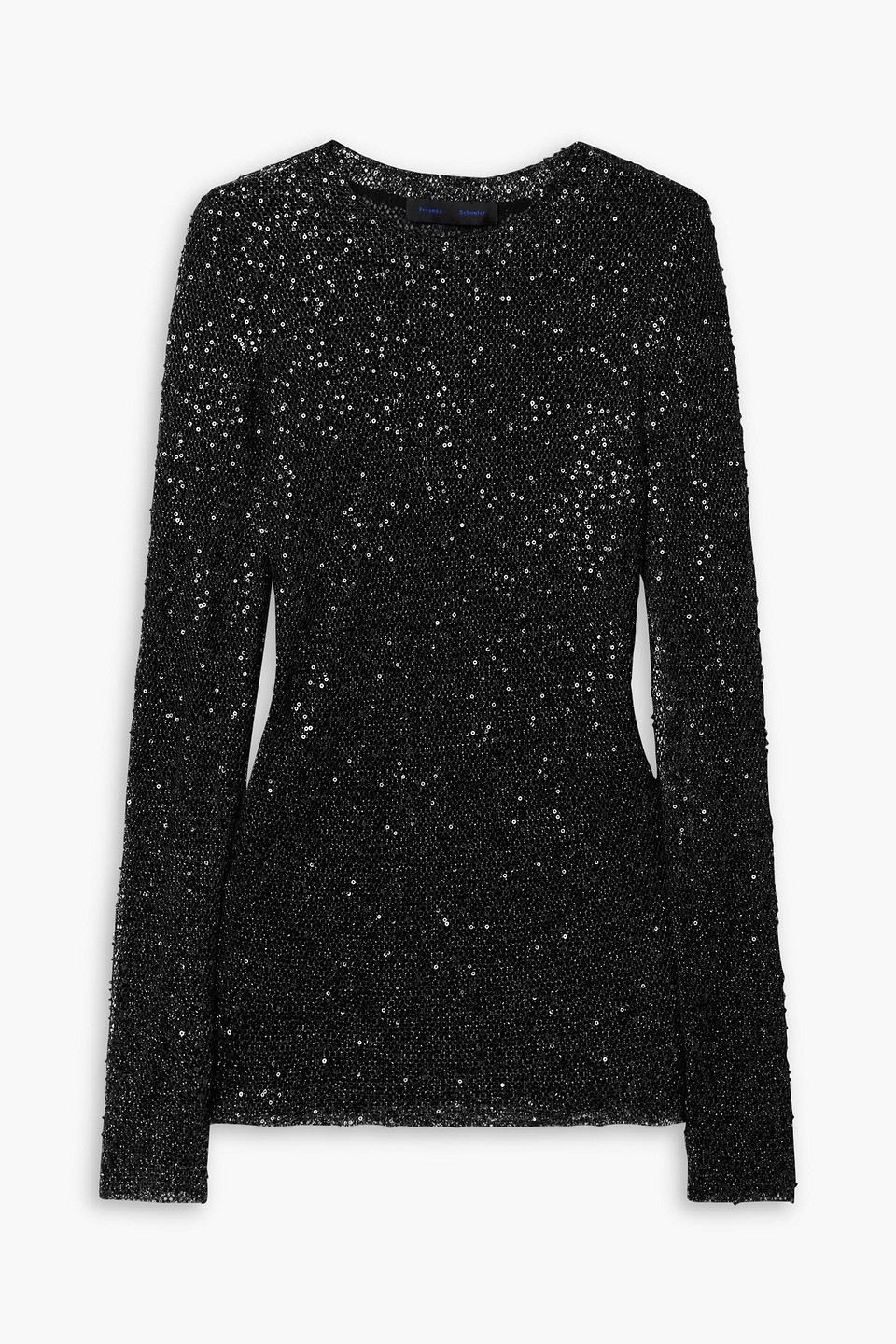 proenza schouler - sophie embellished metallic fishnet top - black - us 0