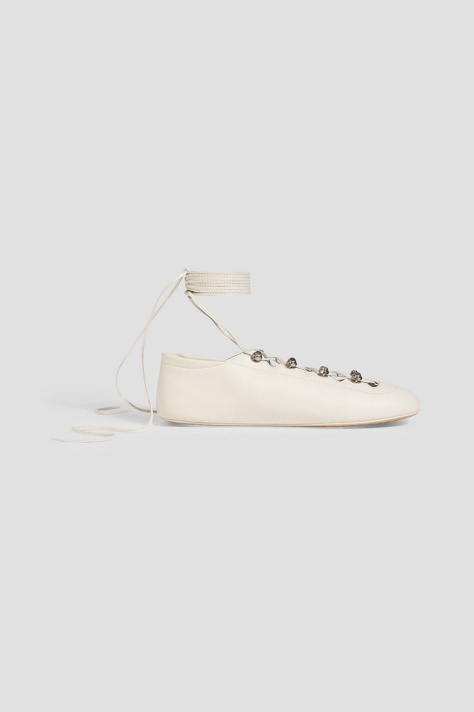 Alexander Wang Vyolette Lace-up Leather Ballet Flats In White