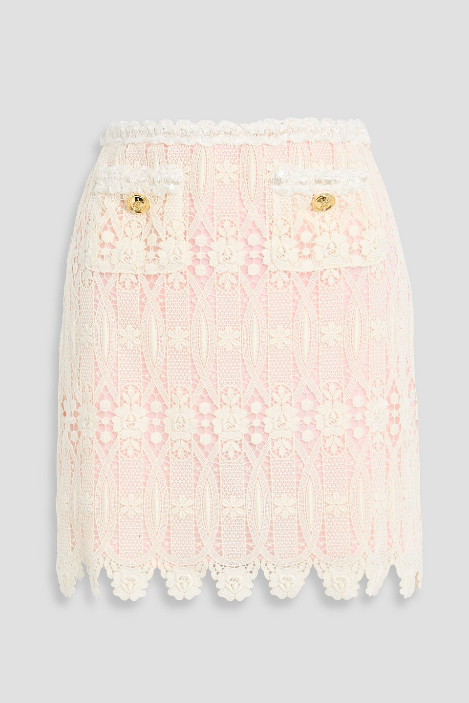 giambattista valli - cotton-blend crocheted lace mini skirt - white - it 38