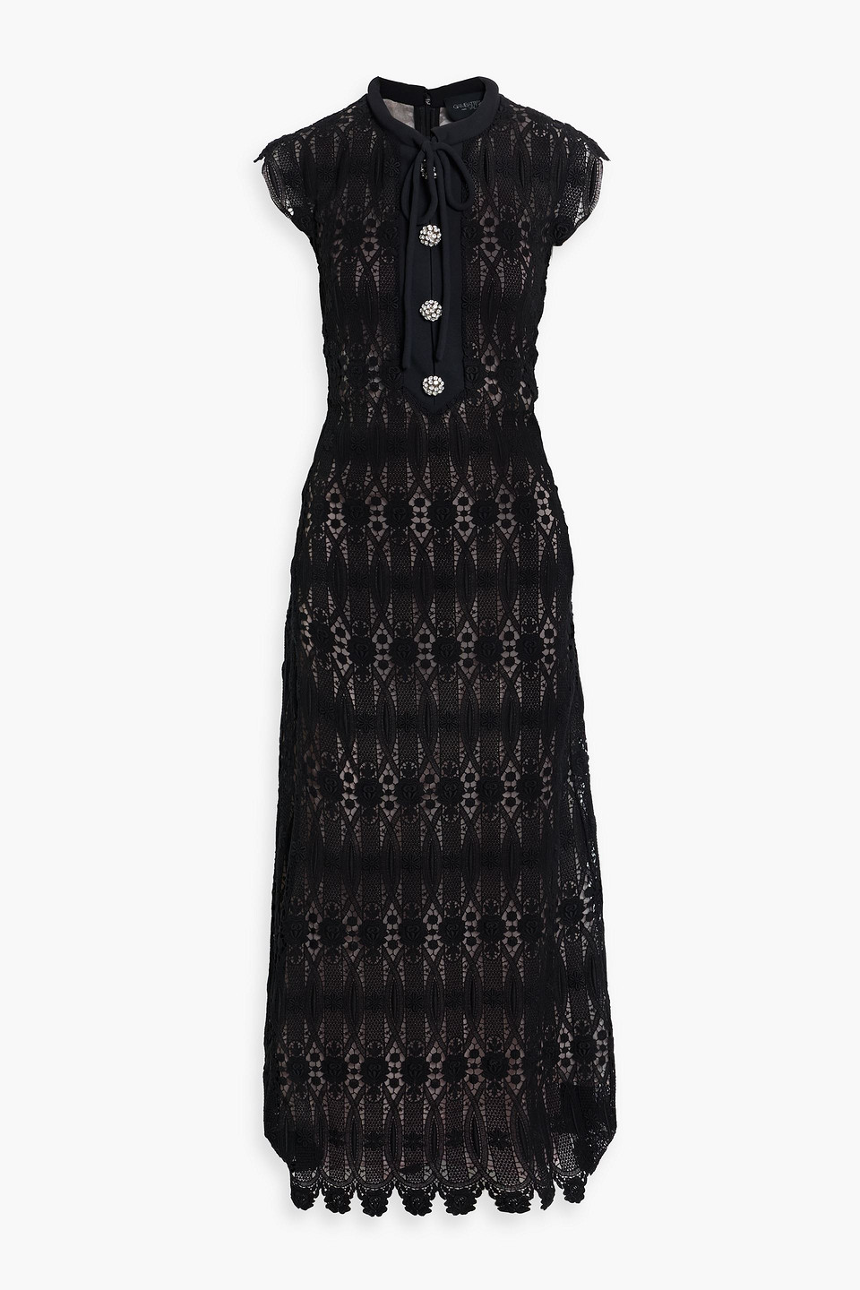 giambattista valli - embellished cotton-blend crocheted lace maxi dress - black - it 38