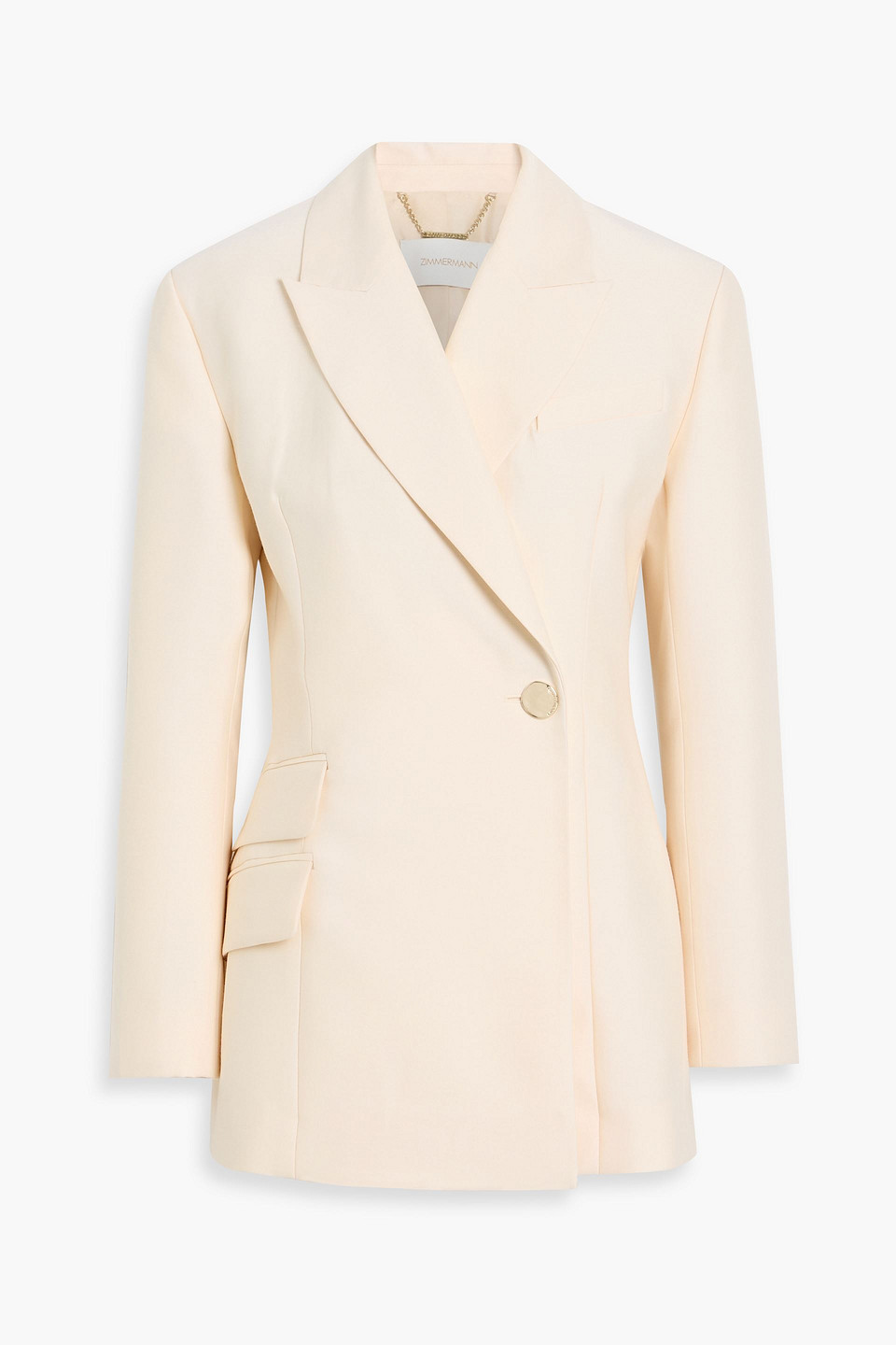 Zimmermann Double-breasted Wool And Silk-blend Blazer In Neutral