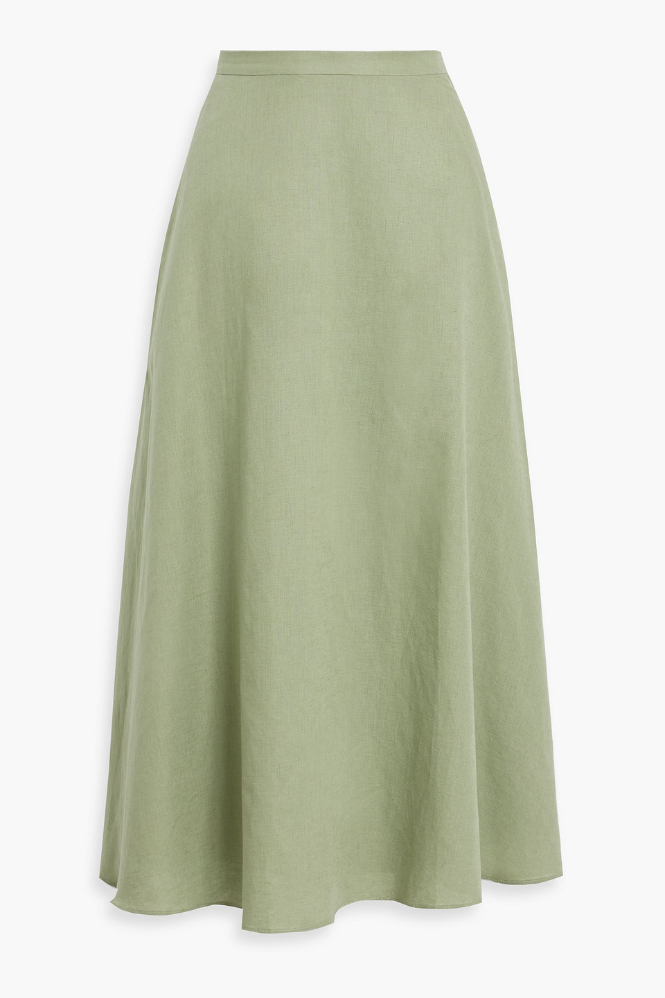 Mikael Aghal Cotton And Linen-blend Midi Skirt In Green