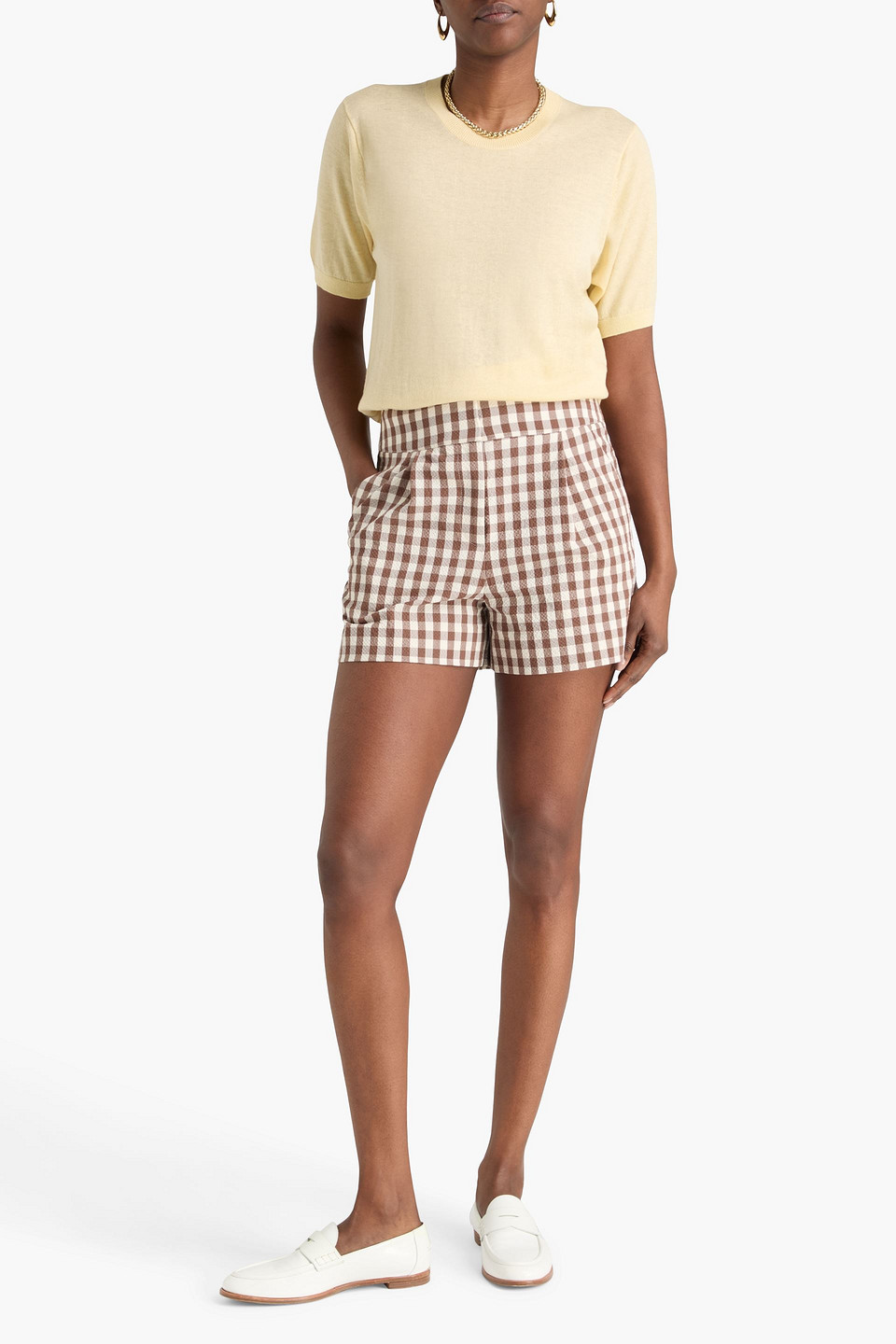  Veronica Beard - Shorts „haina“ Aus Seersucker Aus Einer Baumwollmischung Mit Gingham-karo - Braun - Us 00 