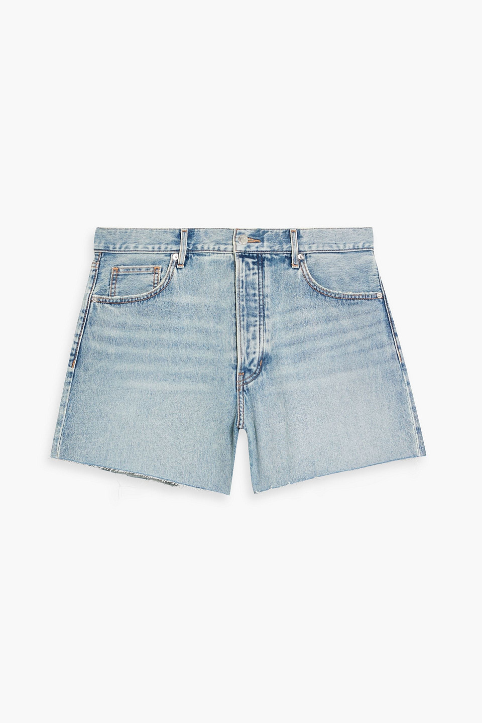 Veronica Beard Ellis Distressed Denim Shorts In Blue