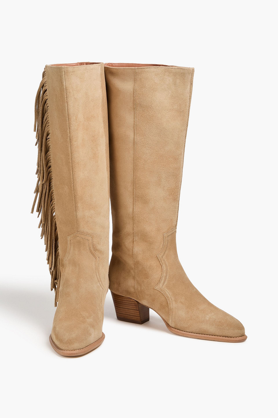  Maje - Fringed Suede Boots - Neutral - Eu 36 