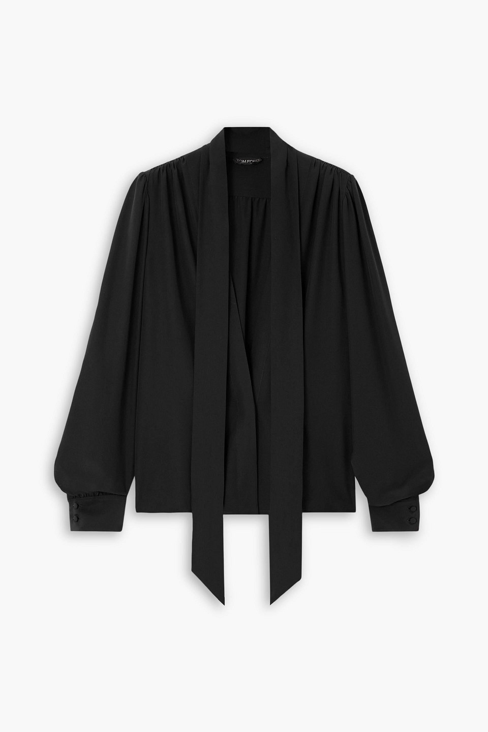 Tom Ford Pussy-bow Silk-crepe De Chine Blouse In Black