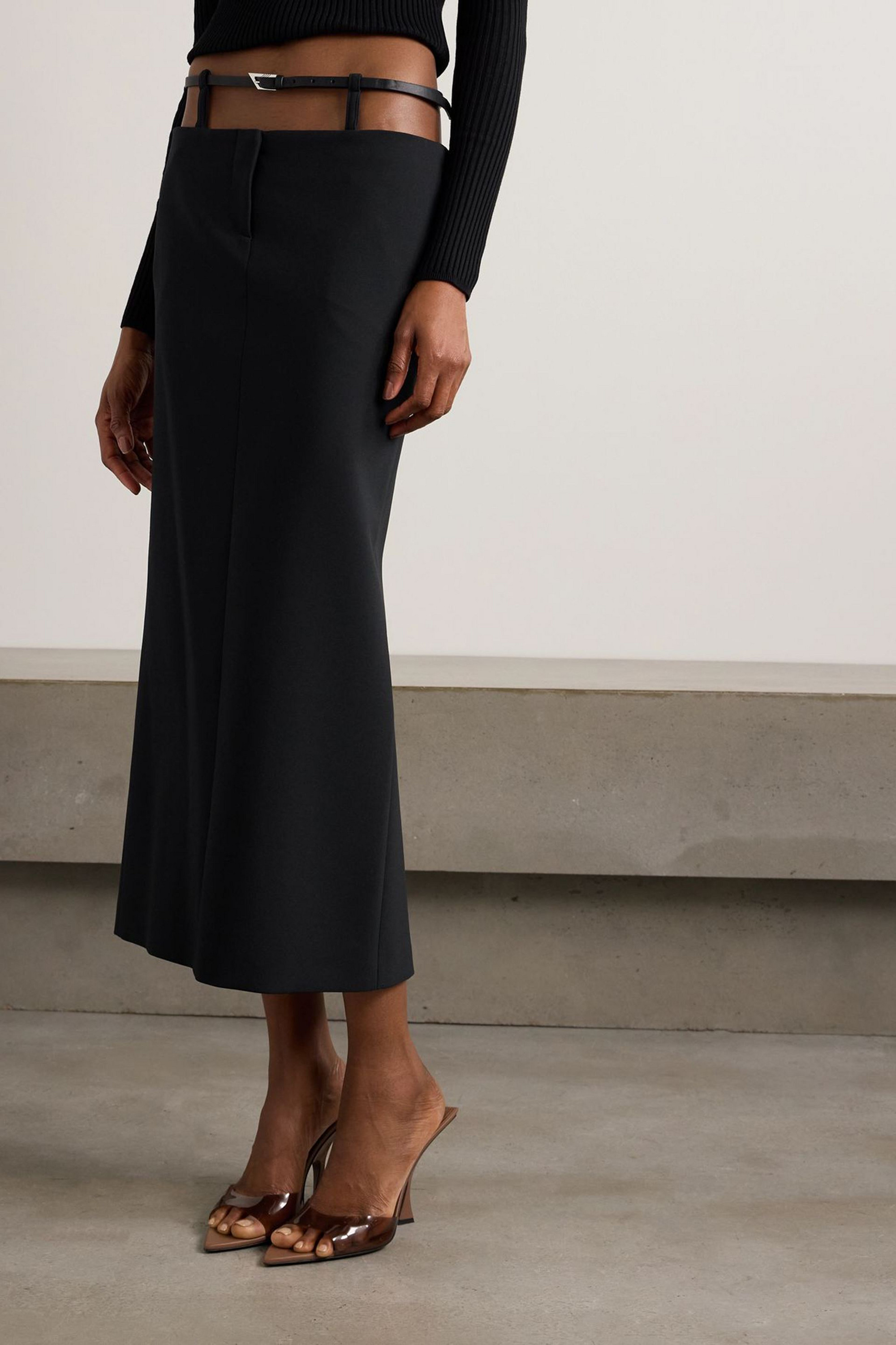 THE ATTICO Belted cutout cady midi skirt