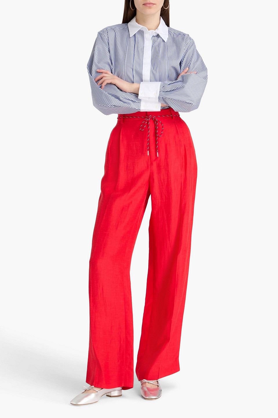  Sandro - Hose Mit Weitem Bein Aus Webstoff - Rot - Fr 34 