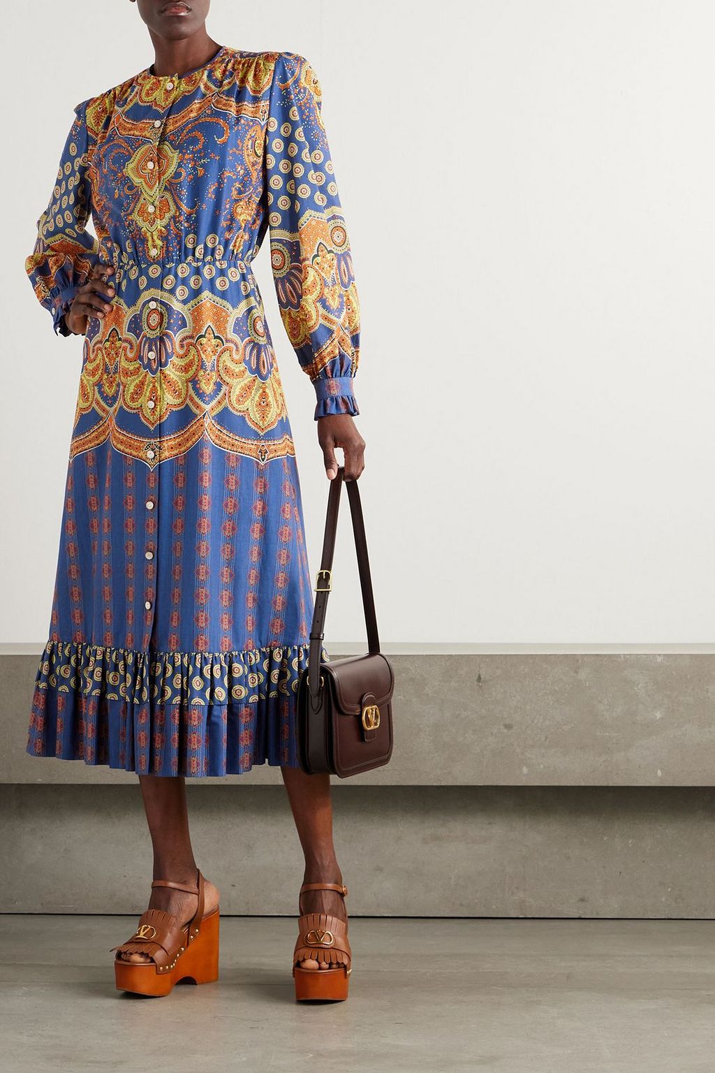 VALENTINO GARAVANI Printed cotton midi dress | THE OUTNET