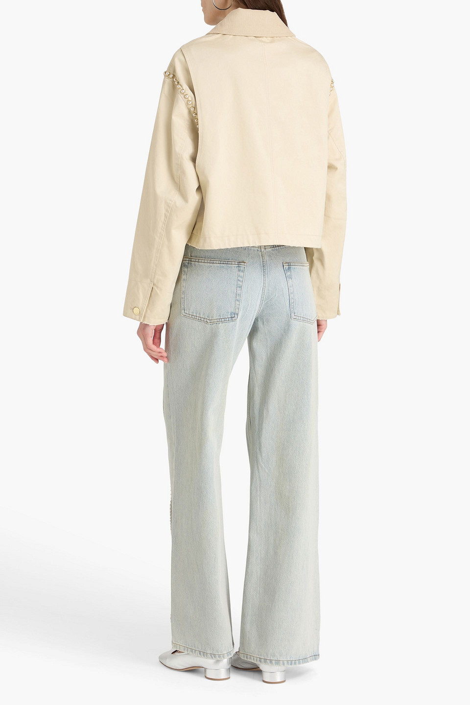  Sandro - Embellished Cotton-twill Jacket - Neutral - Fr 40 